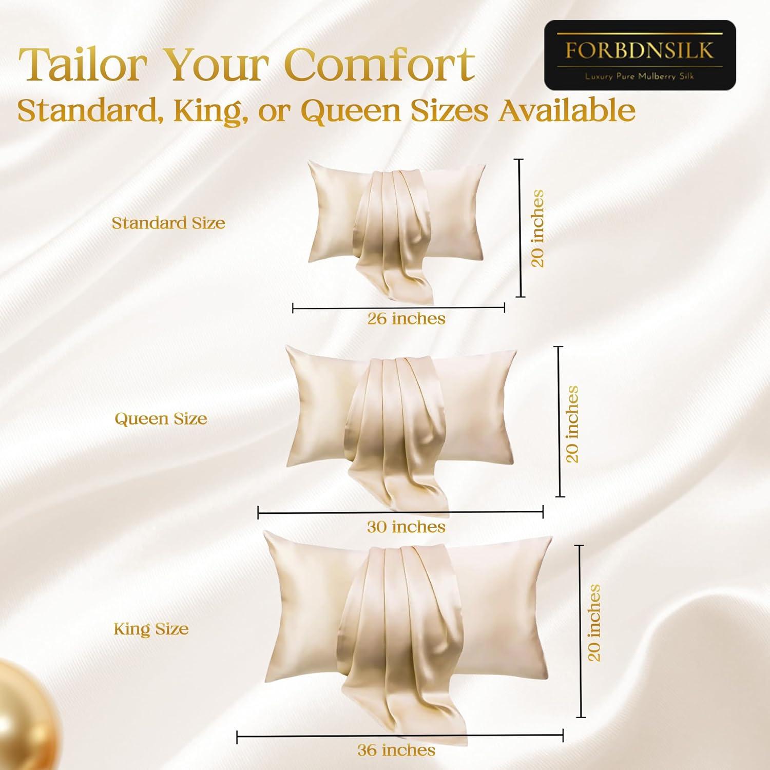 Funda de Almohada de Seda 100% Morera FORBDNSILK Rey Blanco