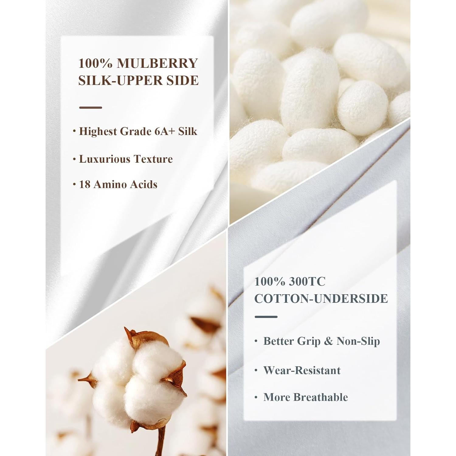 Funda de Almohada de Seda de Morera THXSILK King Blanca