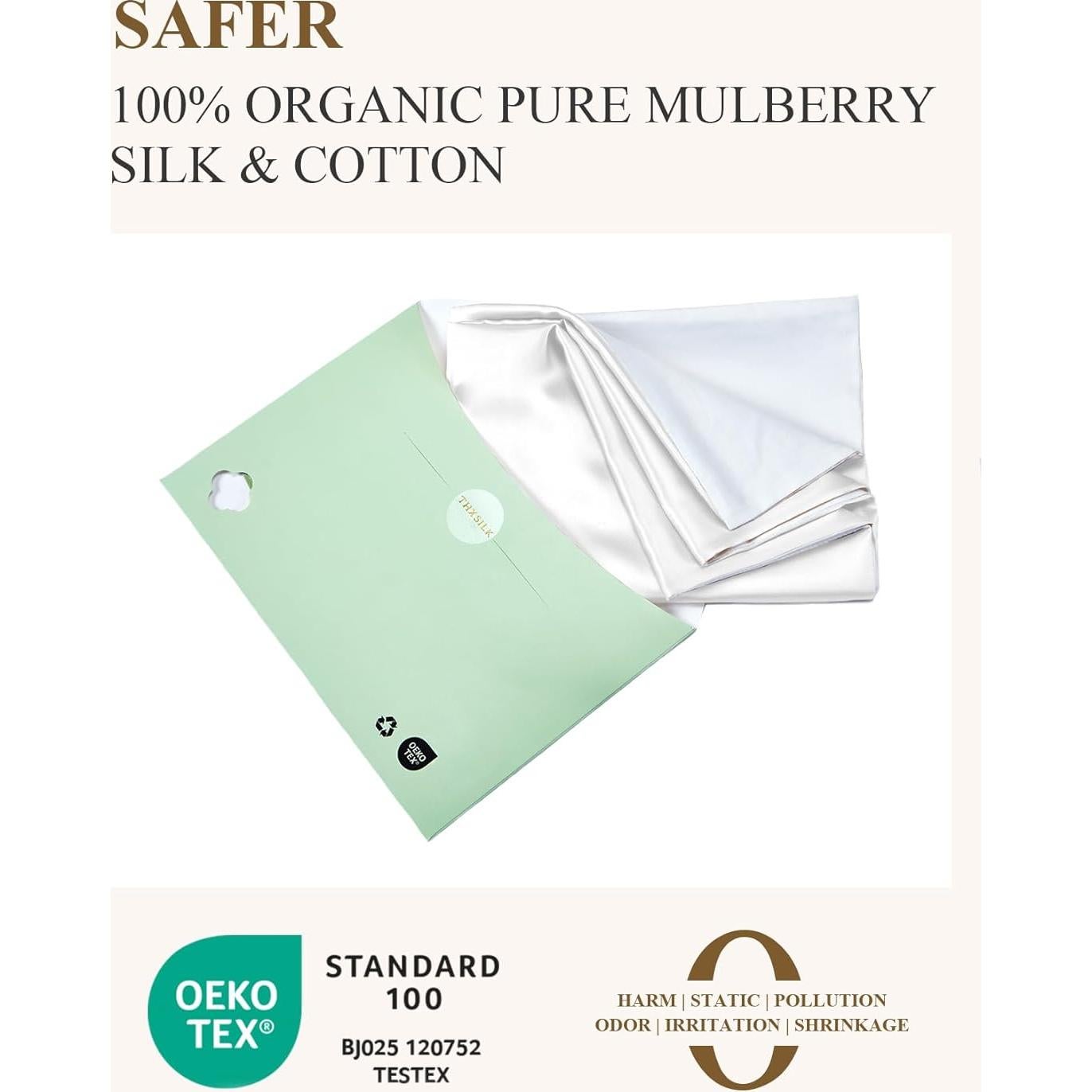 Funda de Almohada de Seda de Morera THXSILK King Blanca