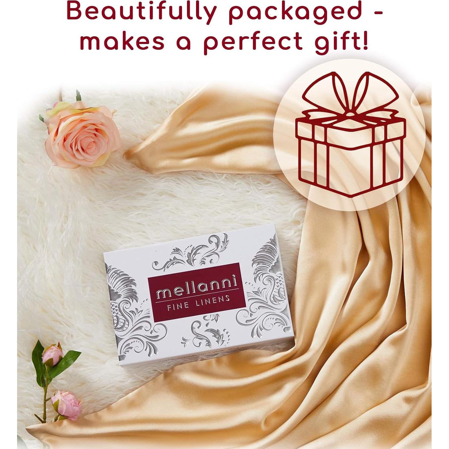 Funda de Almohada de Seda Pura Mellanni 45x45 cm Dorado