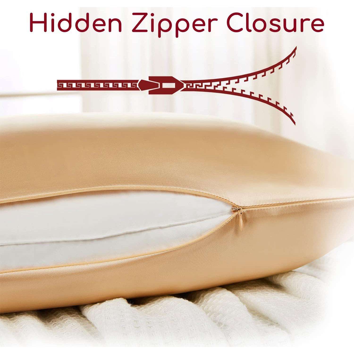 Funda de Almohada de Seda Pura Mellanni 45x45 cm Dorado