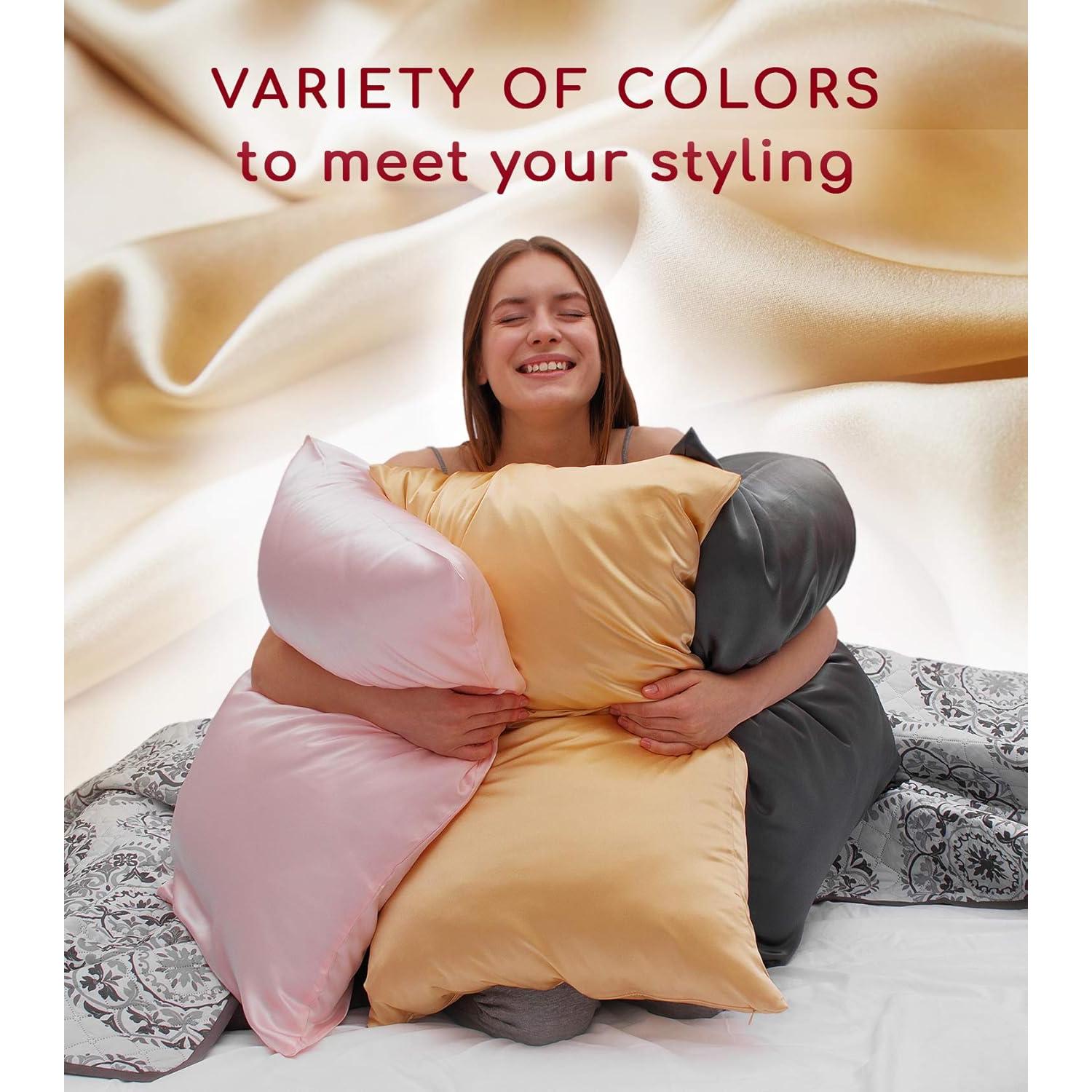 Funda de Almohada de Seda Pura Mellanni 45x45 cm Dorado