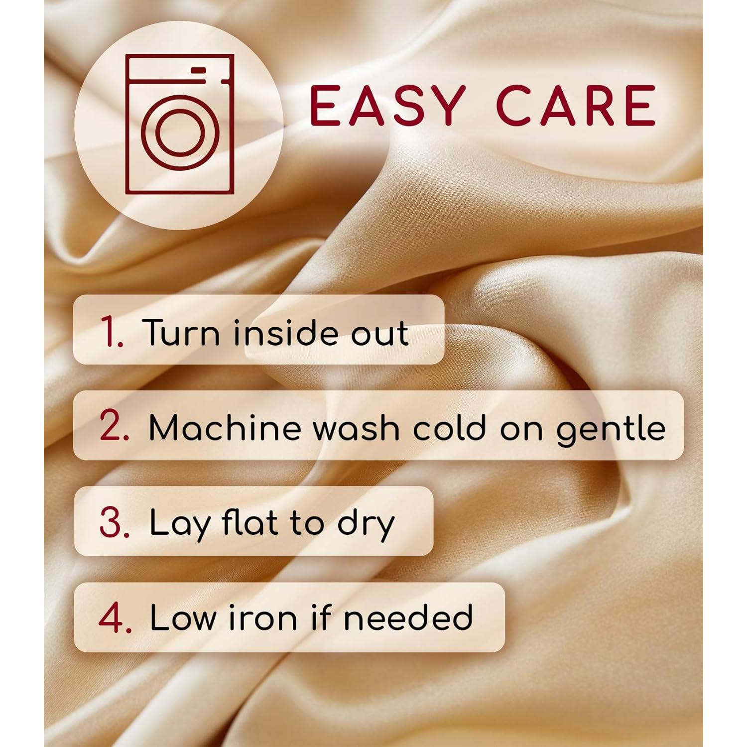 Funda de Almohada de Seda Pura Mellanni 45x45 cm Dorado