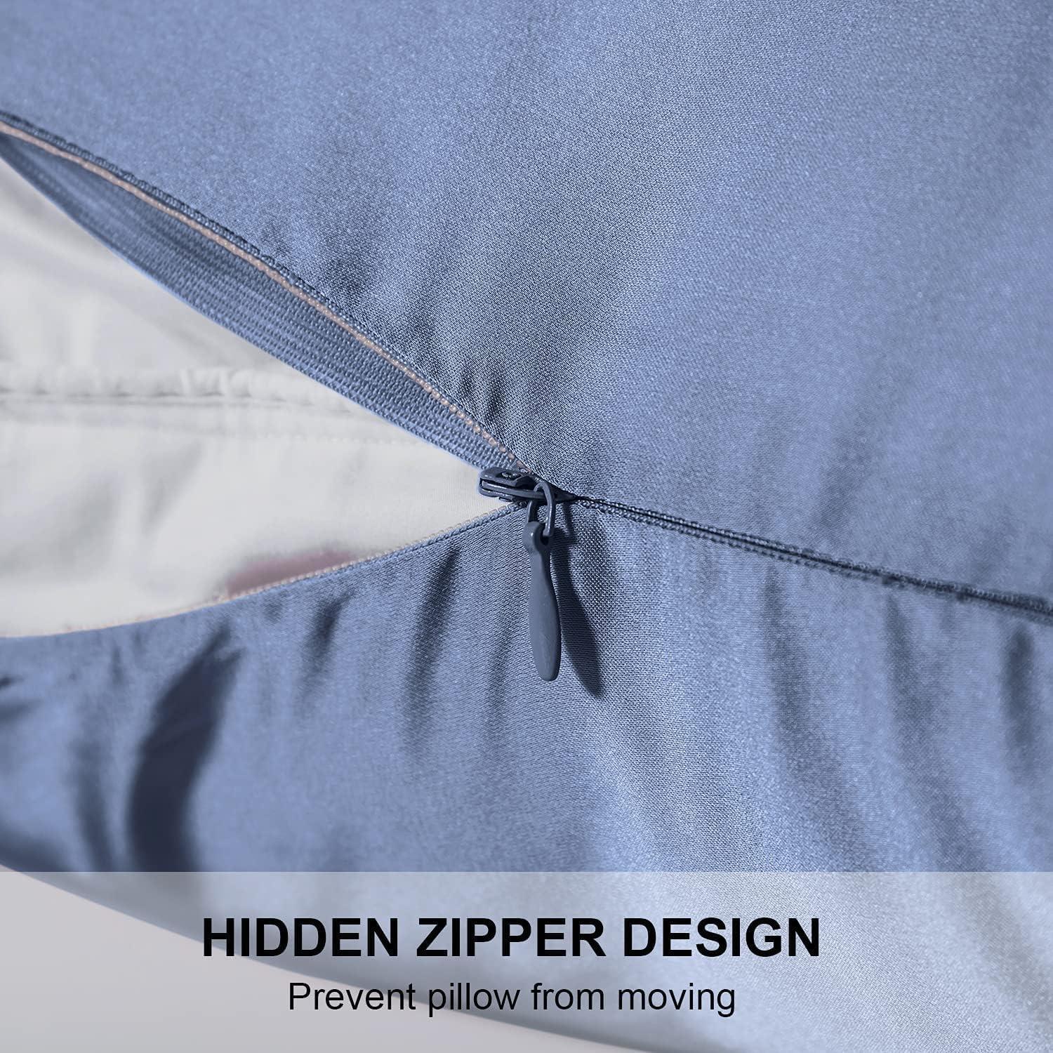 Funda de Almohada de Seda SIYUAN Cuerpo Azul Grisáceo Suave