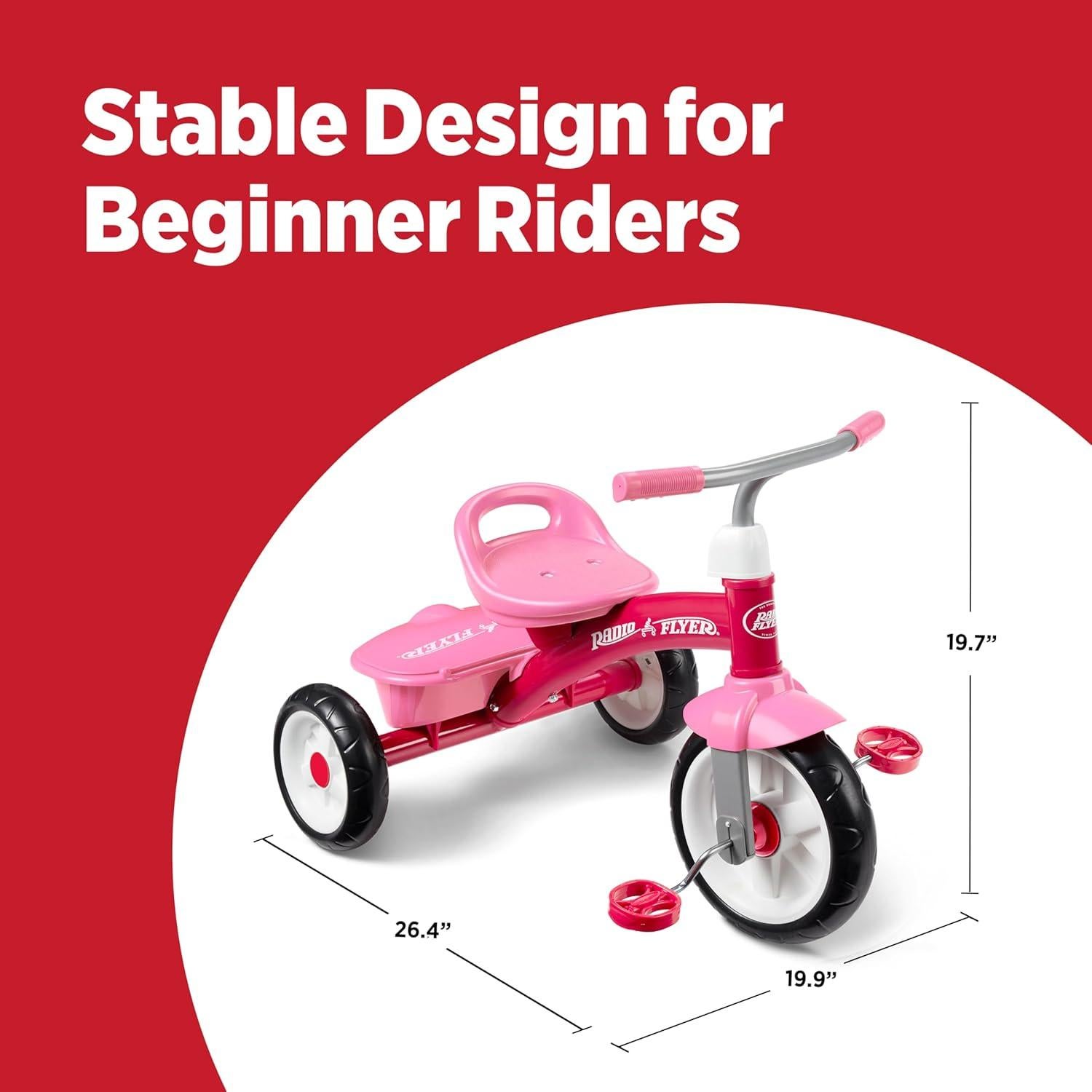 Radio Flyer Pink Rider Trike, Outdoor Tricycle for Toddlers Age 3-5 (Amazon Exclusive)