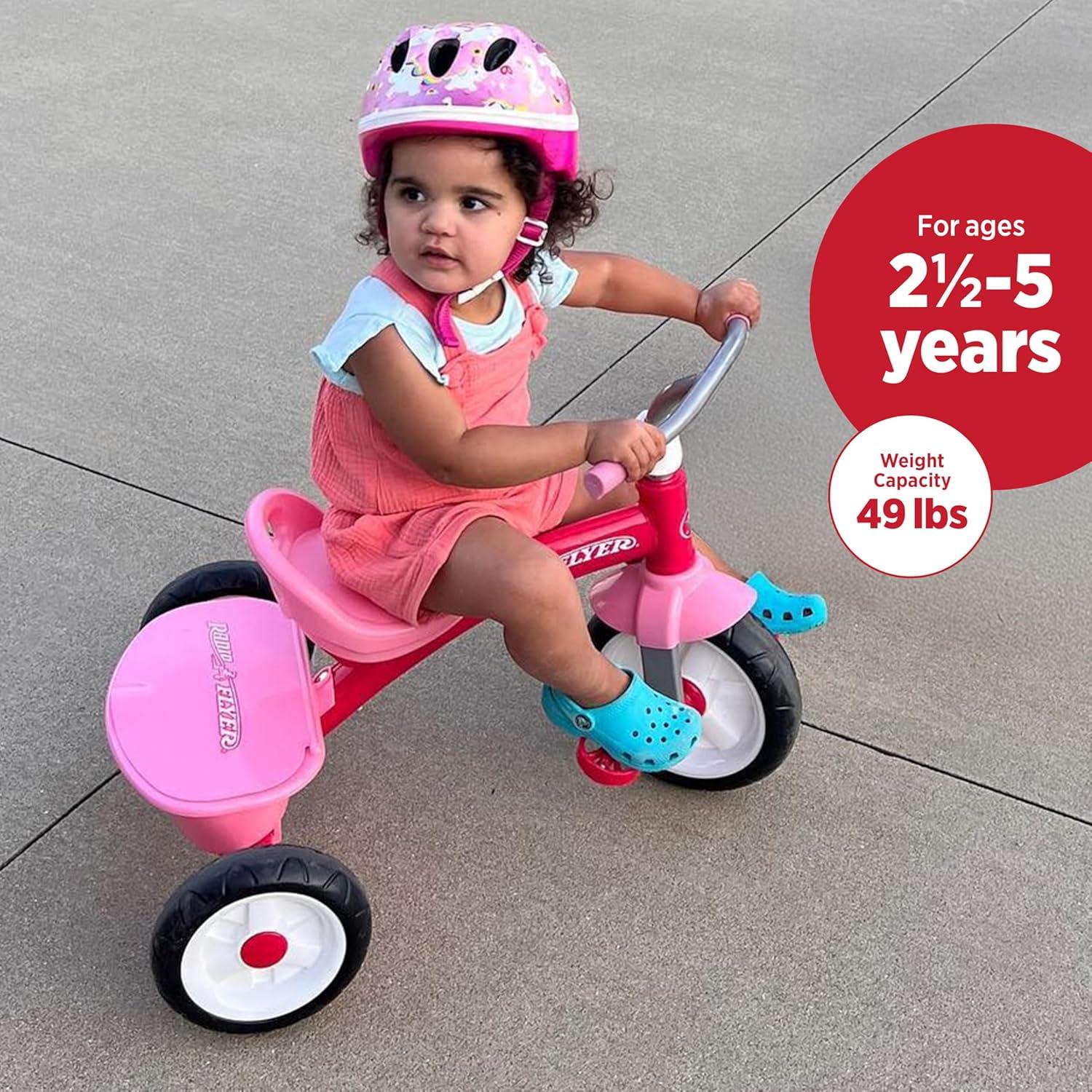 Radio Flyer Pink Rider Trike, Outdoor Tricycle for Toddlers Age 3-5 (Amazon Exclusive)