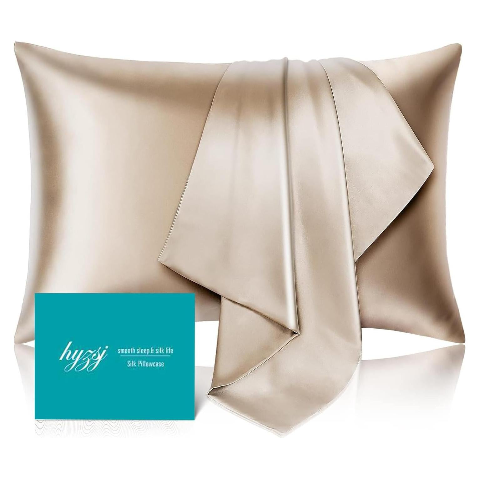 Funda de Almohada de Seda Hyzsj Estándar 50.8x66 cm Champán