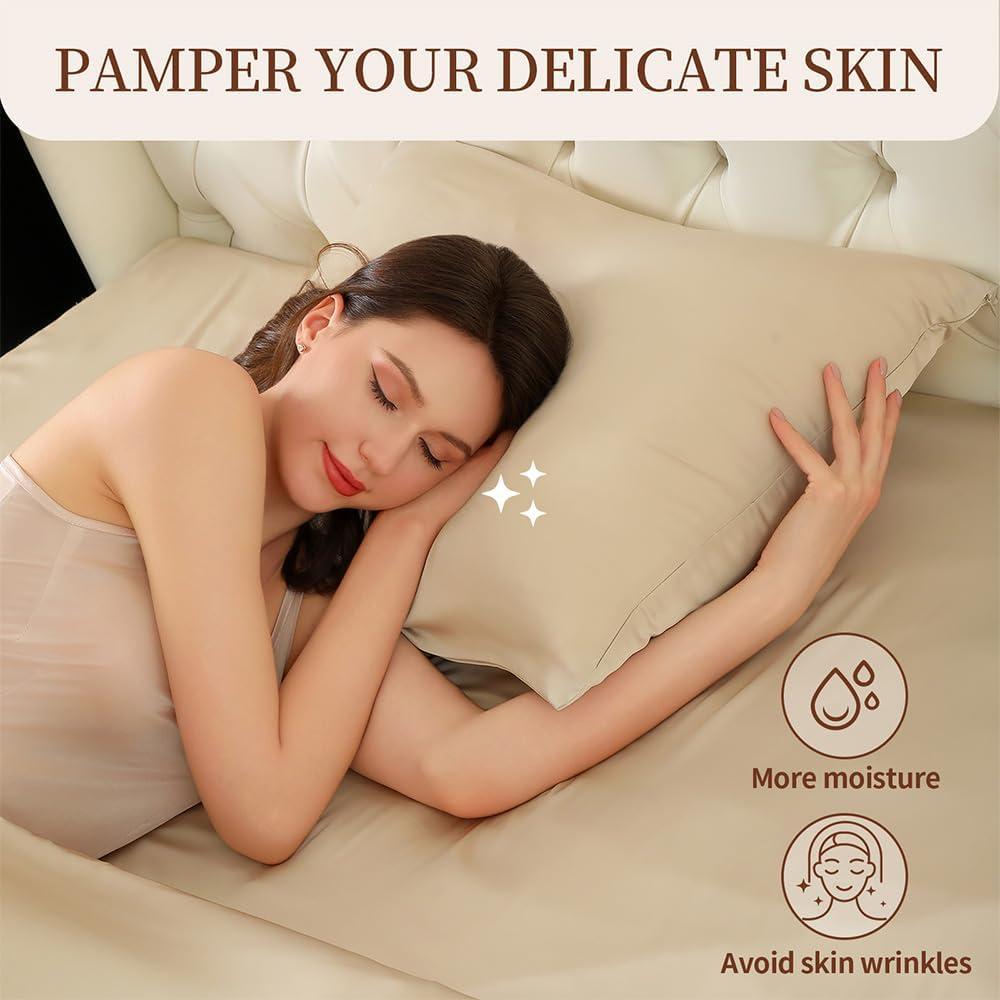 Funda de Almohada de Seda Hyzsj Estándar 50.8x66 cm Champán