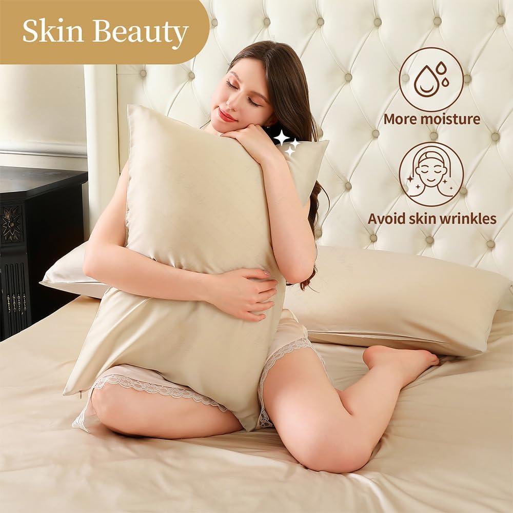 Funda de Almohada de Seda Hyzsj Estándar 50.8x66 cm Champán