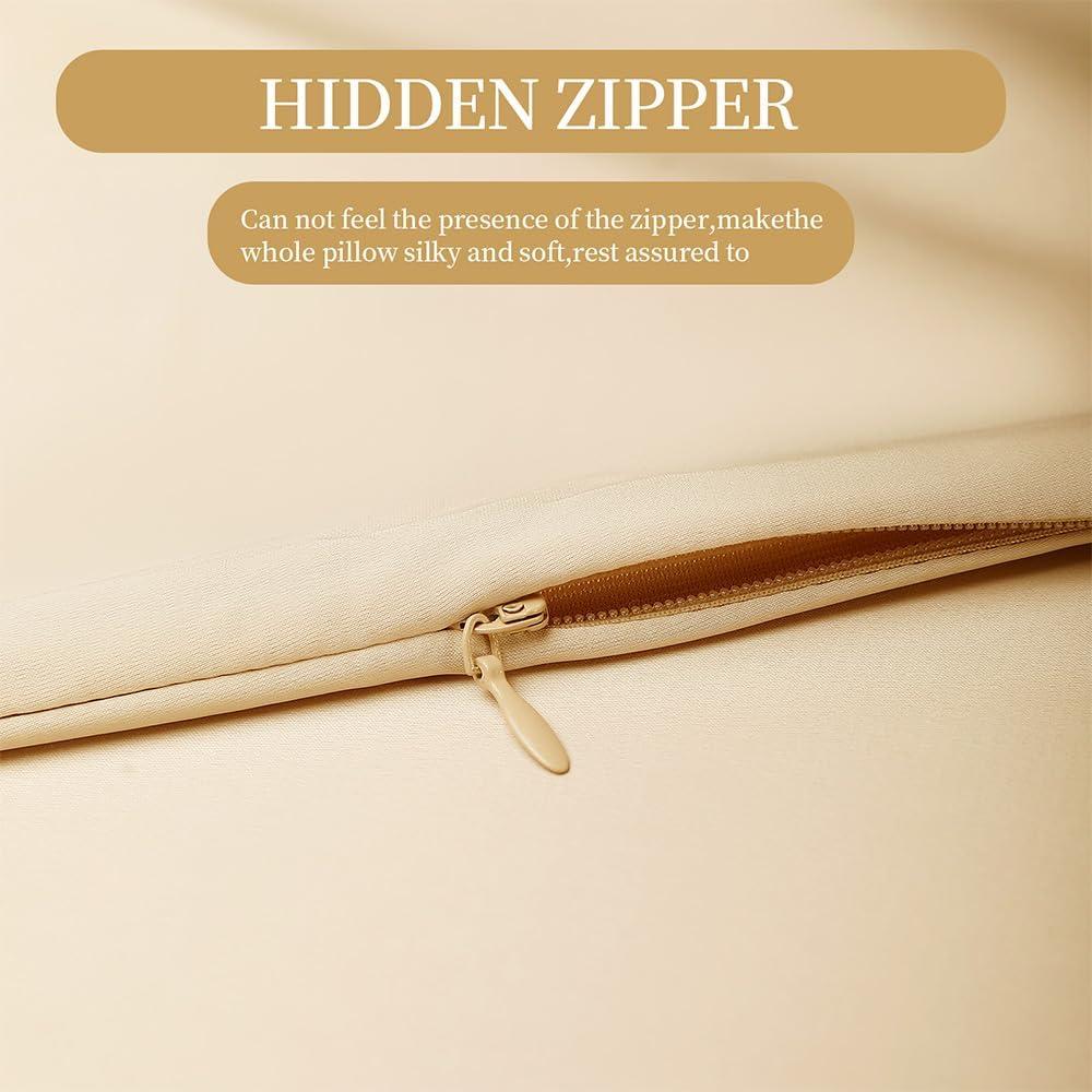 Funda de Almohada de Seda Hyzsj Estándar 50.8x66 cm Champán