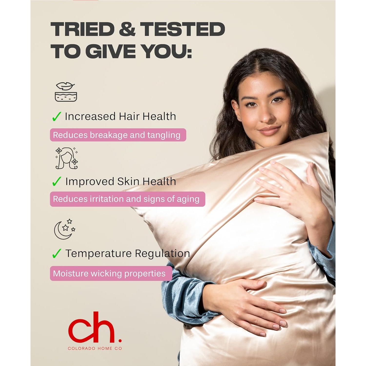 Funda de Almohada de Seda de Morera Colorado Home Queen Azul