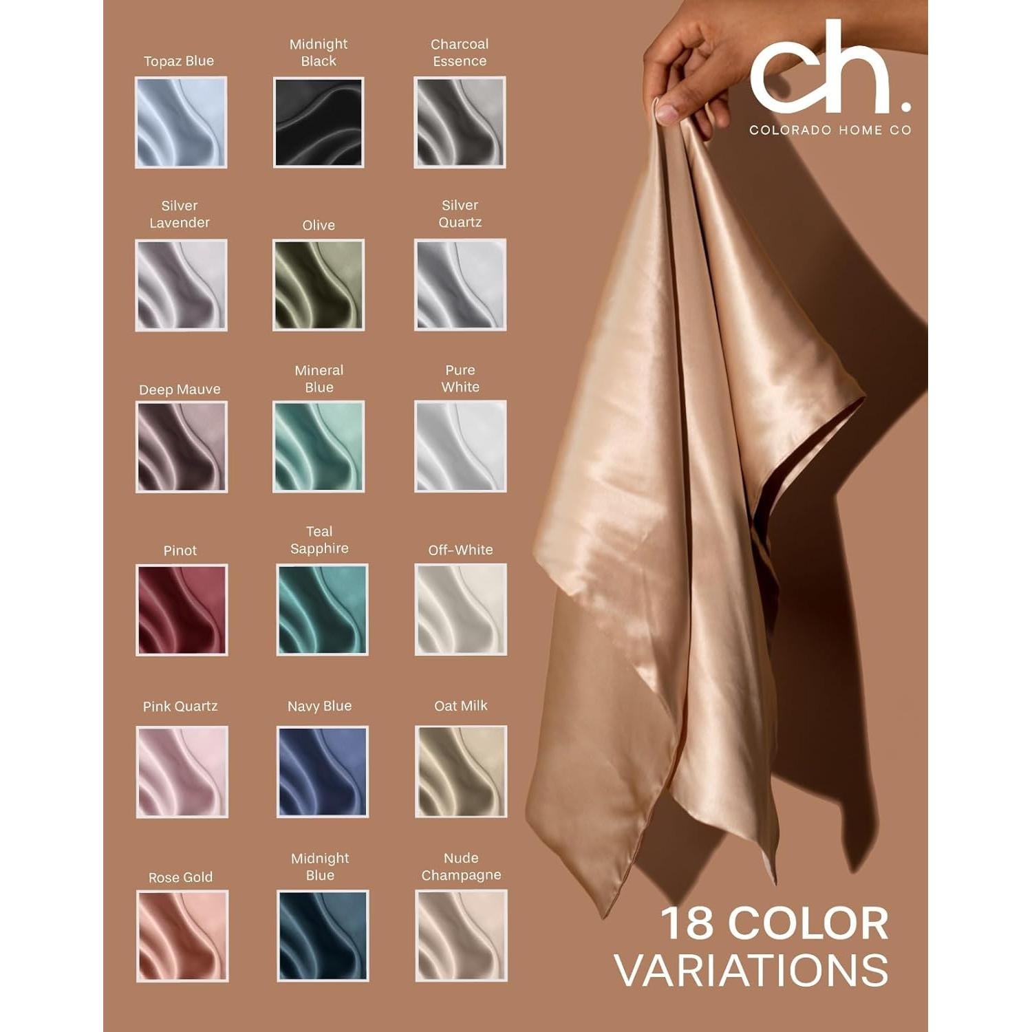 Funda de Almohada de Seda de Morera Colorado Home Queen Azul