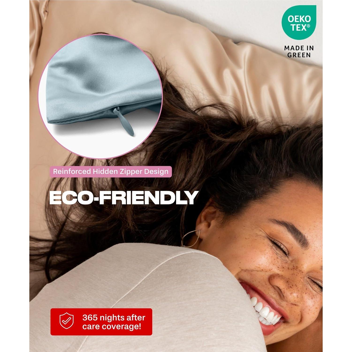 Funda de Almohada de Seda de Morera Colorado Home Queen Azul