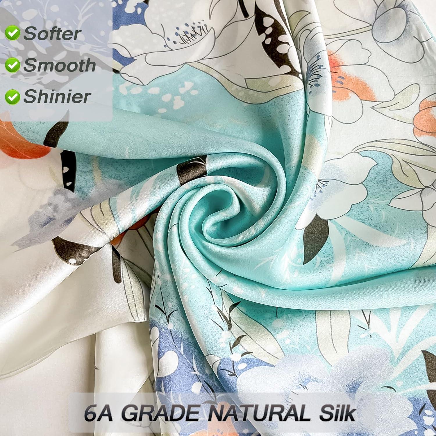 Funda de Almohada de Seda de Morera NYCCTOKE King Floral 51x91 cm