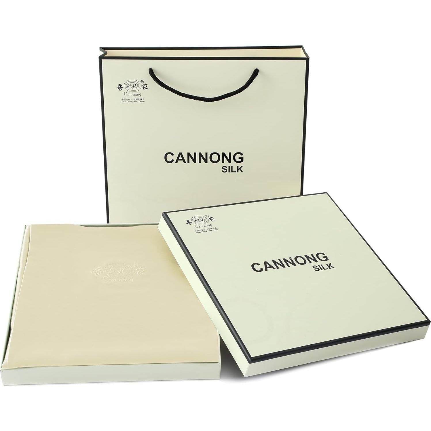 Funda de Almohada de Seda de Morera CANNONG Reina Champán 50.8x76.2cm