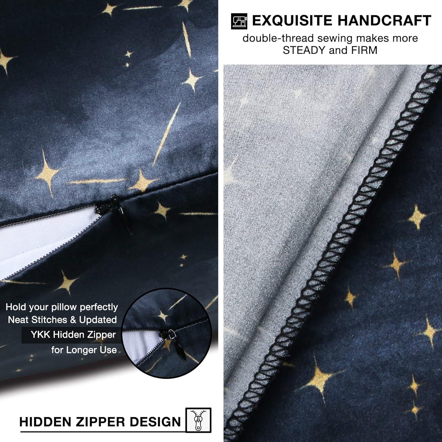 Funda de Almohada de Seda 100% Morera MANSPHIL Queen Galaxia Negra