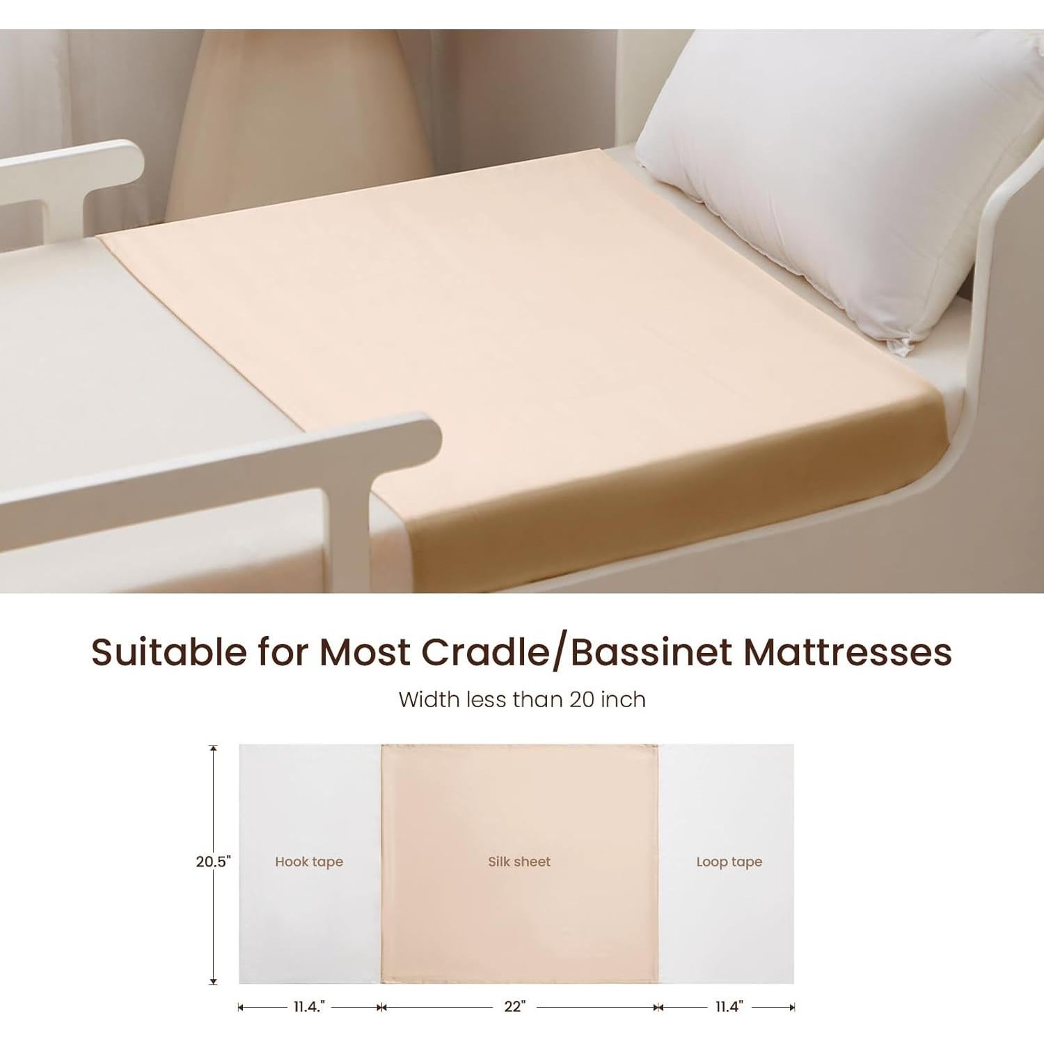 Sábana de Cuna THXSILK 100% Seda Morera 700 Hilos Champagne