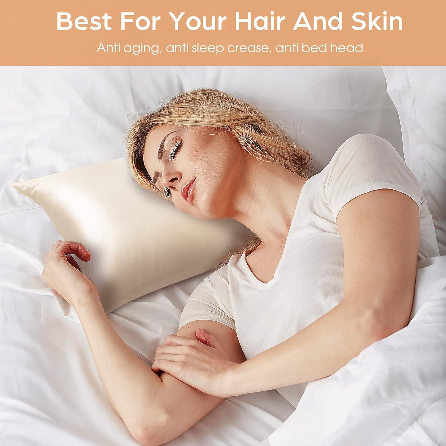 Funda de Almohada de Seda Veaken Reina 100% Morera Beige 50x75cm