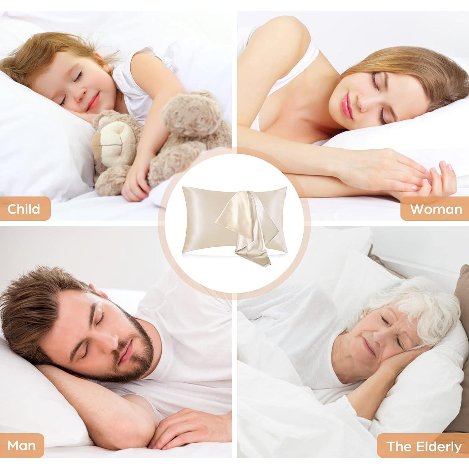 Funda de Almohada de Seda Veaken Reina 100% Morera Beige 50x75cm