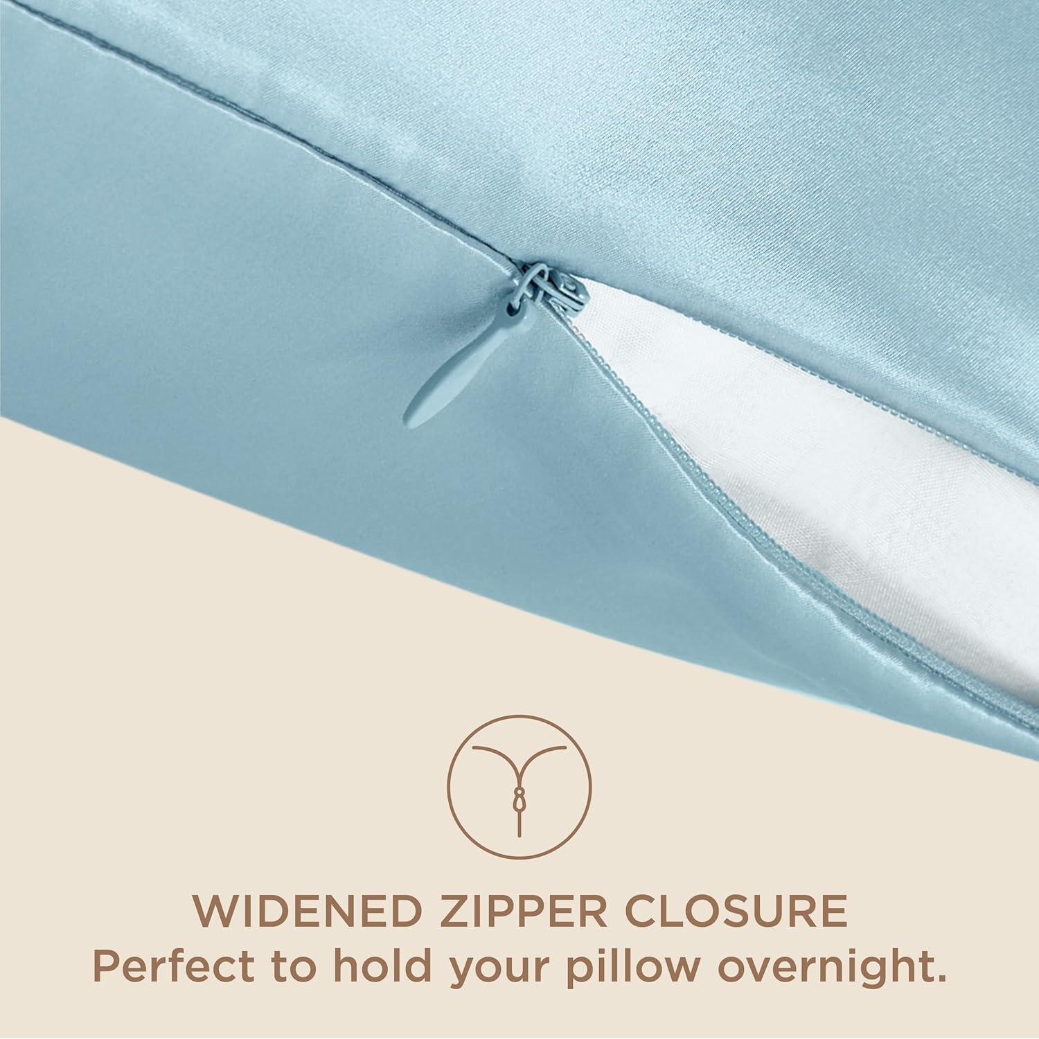 Bedsure 100% Mulberry Silk Pillowcase for Hair and Skin, Canal Blue Silk Pillow Case with Hidden Zipper, Gifts for Girls, Standard Size Single Pack,20x26 Inches