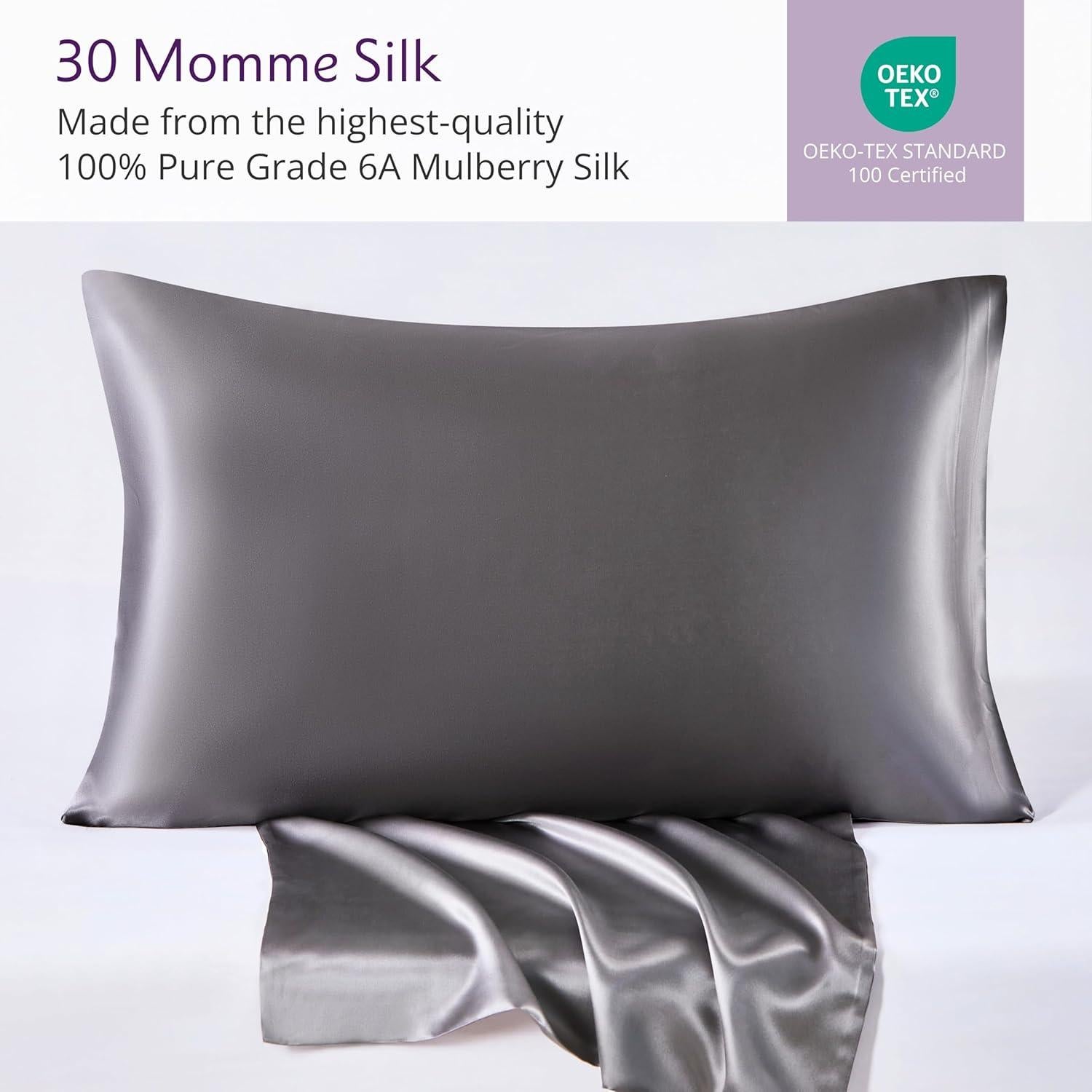 Funda de Almohada de Seda Mulberry Park 30 Momme - Gunmetal
