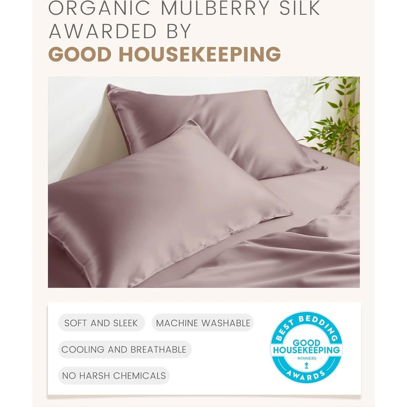 THXSILK Juego de 2 Fundas de Almohada de Seda Morera Reina 76x51cm