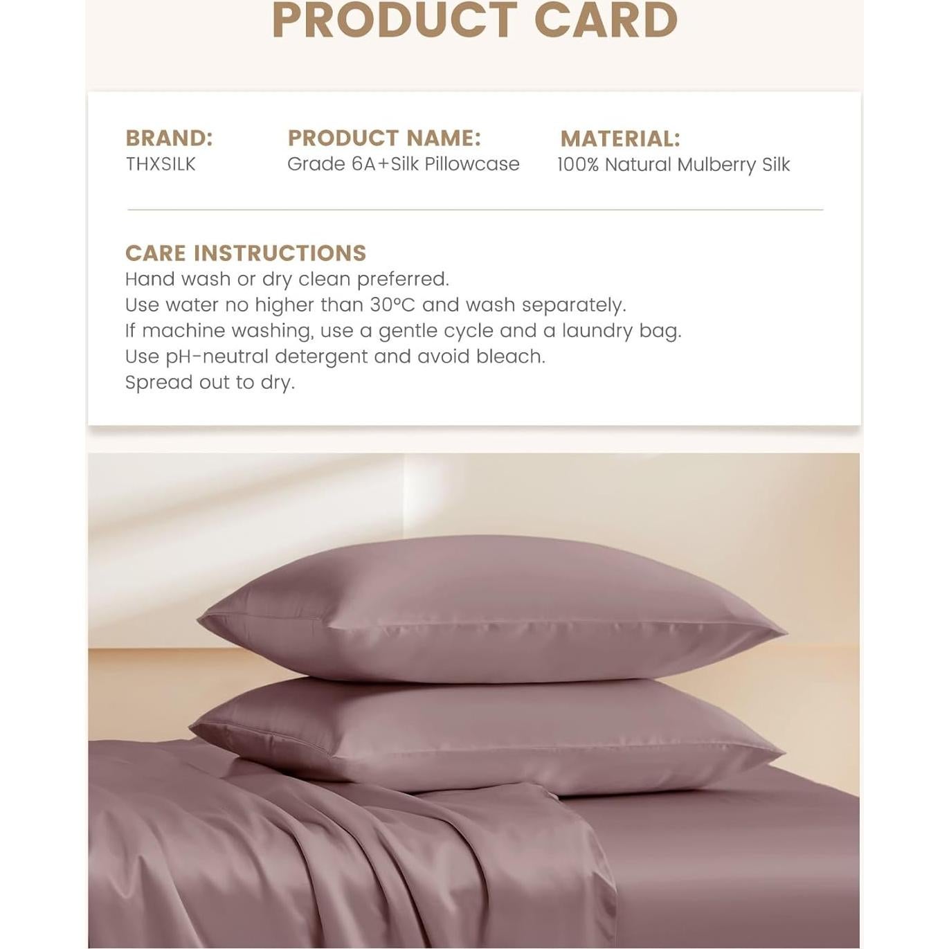 THXSILK Juego de 2 Fundas de Almohada de Seda Morera Reina 76x51cm