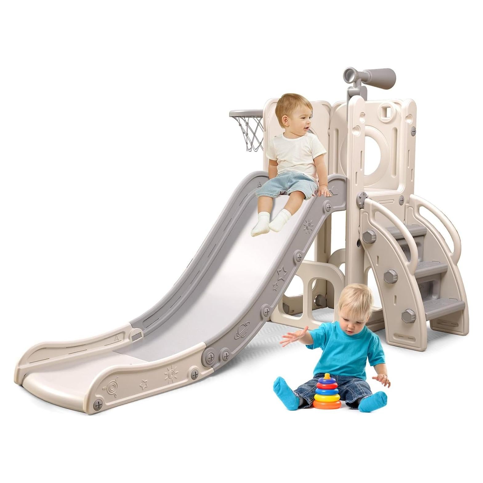 Tobogán 6 en 1 Baotree para Niños Pequeños - Gris Blanco