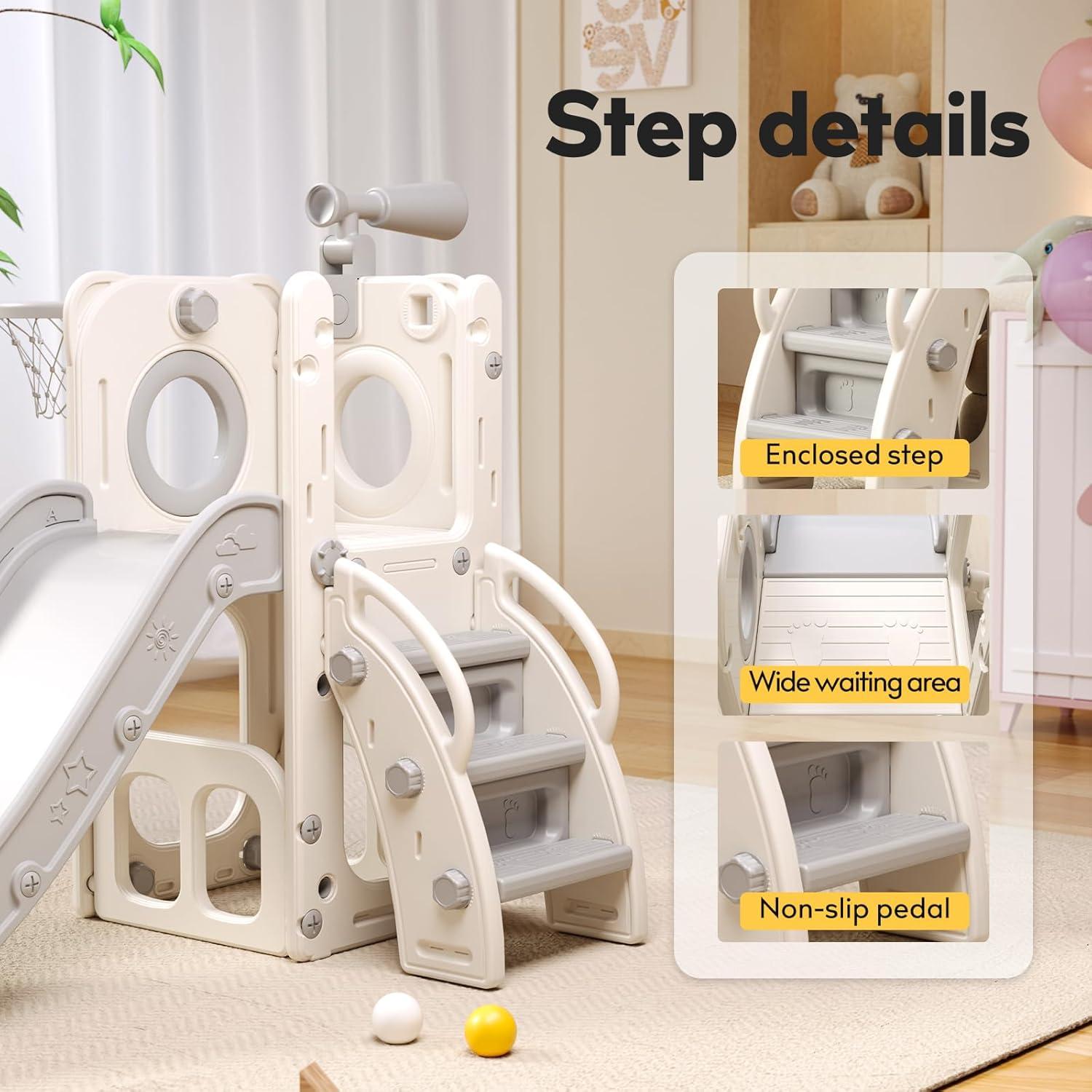 Tobogán 6 en 1 Baotree para Niños Pequeños - Gris Blanco