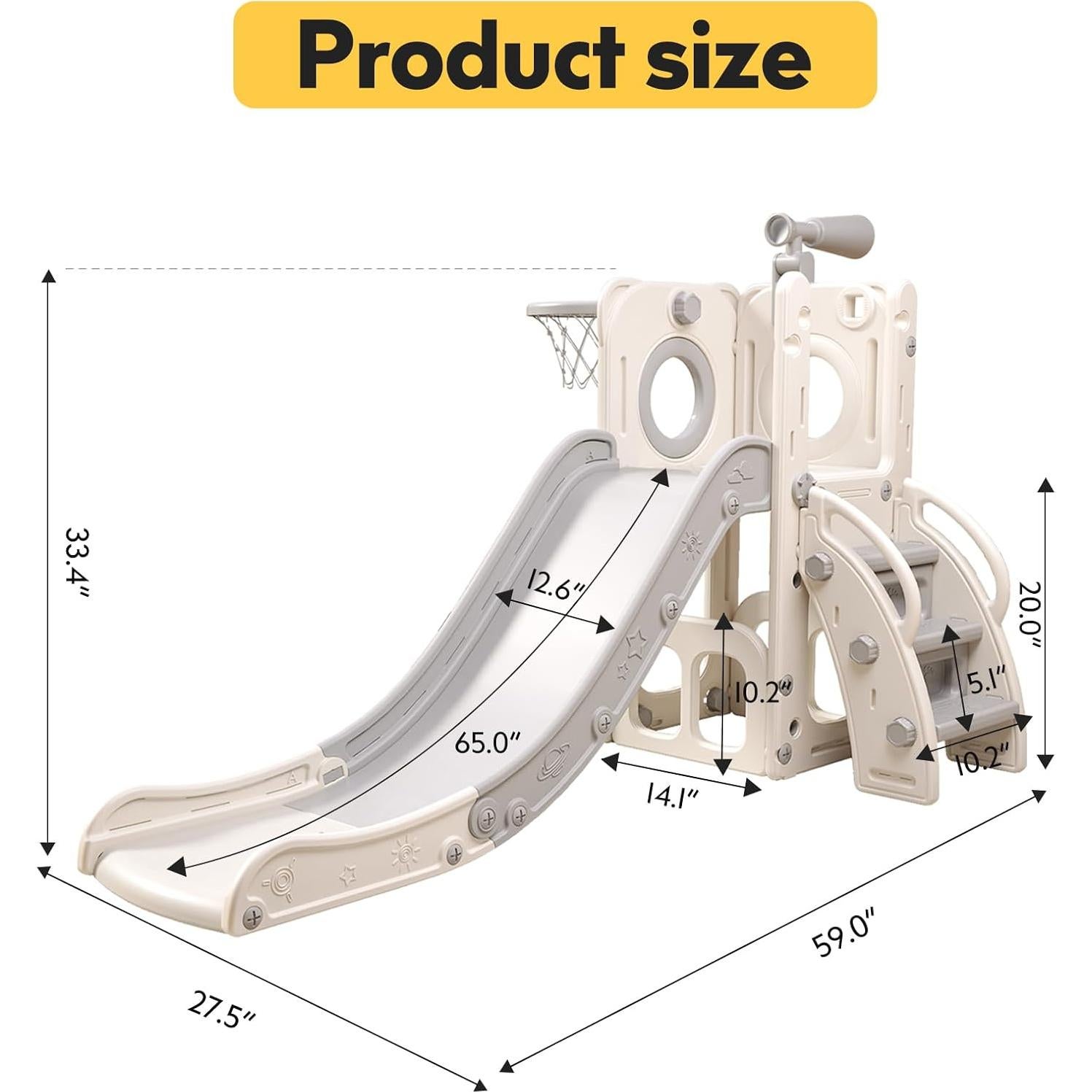 Tobogán 6 en 1 Baotree para Niños Pequeños - Gris Blanco