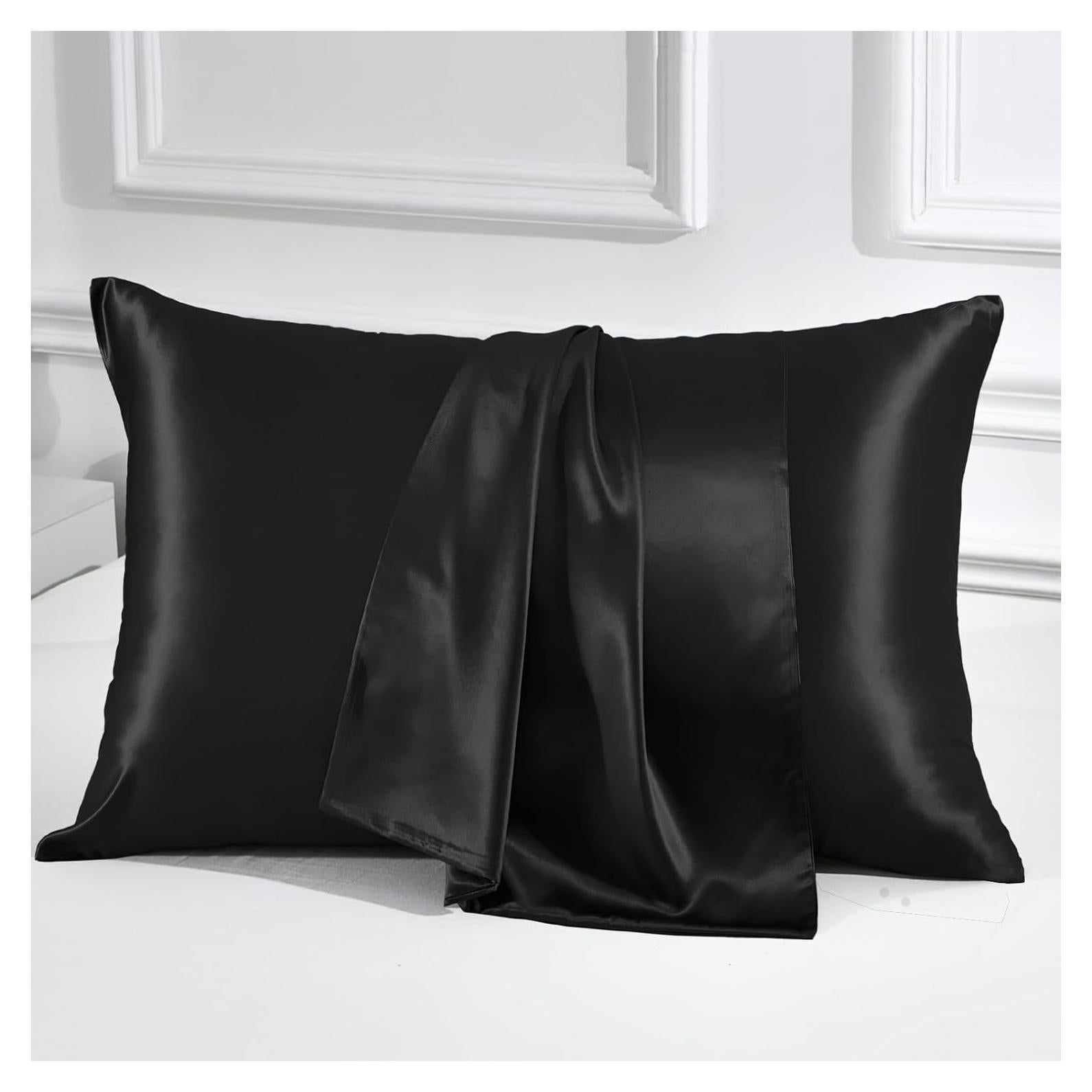 Funda de Almohada de Seda THXSILK 100% Morera Reina Negra