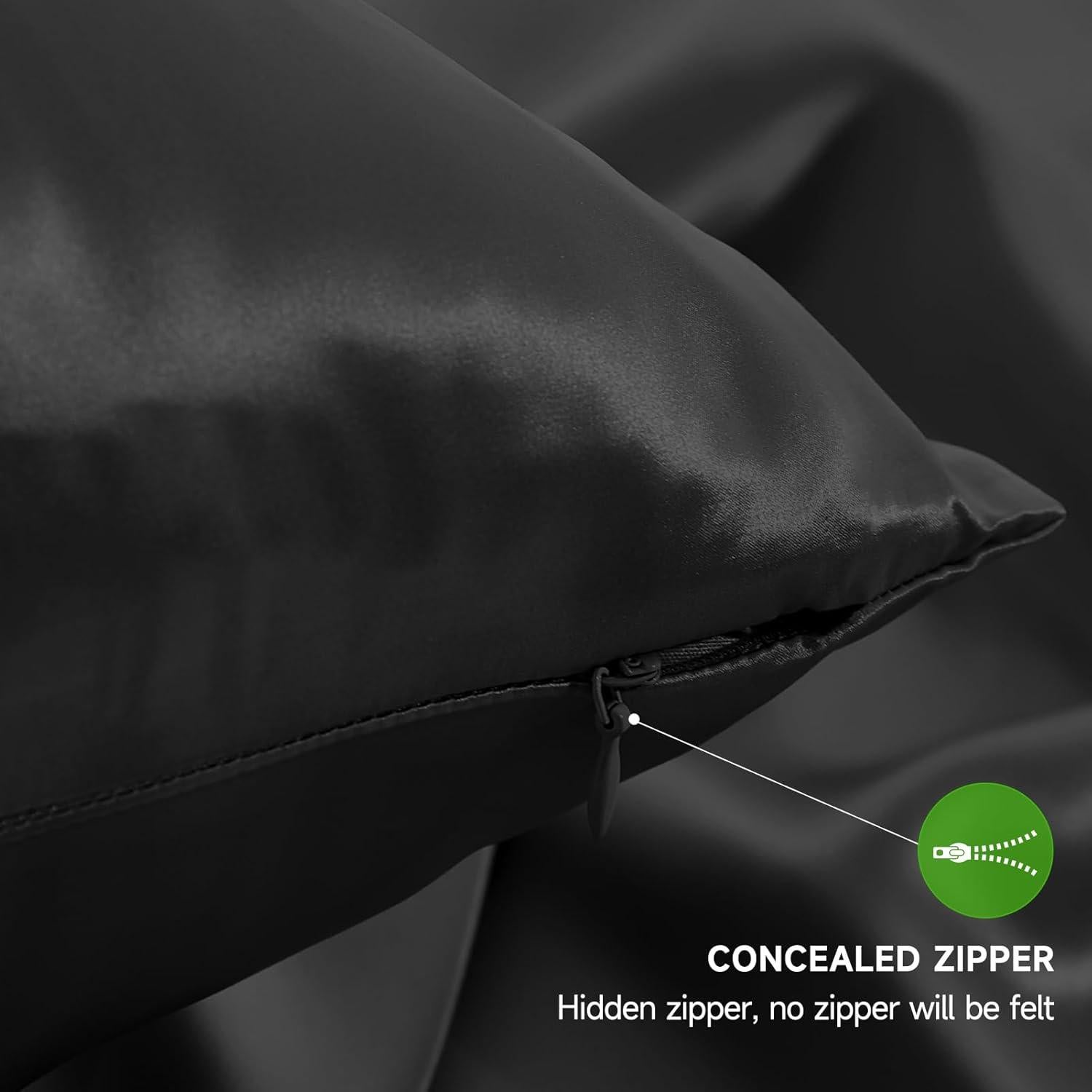 Funda de Almohada de Seda THXSILK 100% Morera Reina Negra