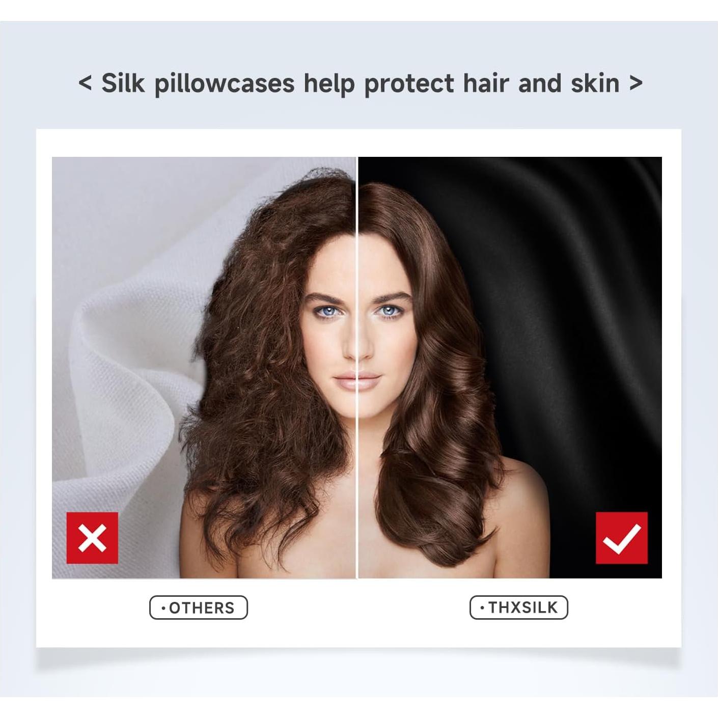 Funda de Almohada de Seda THXSILK 100% Morera Reina Negra