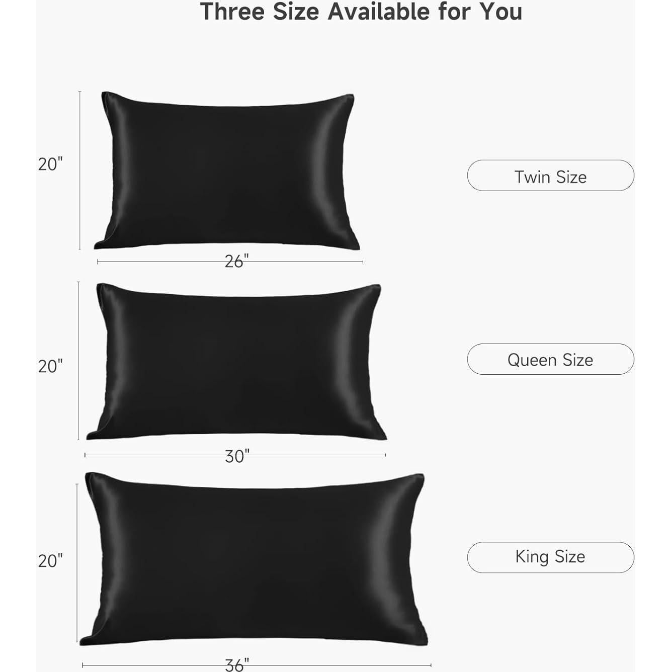 Funda de Almohada de Seda THXSILK 100% Morera Reina Negra