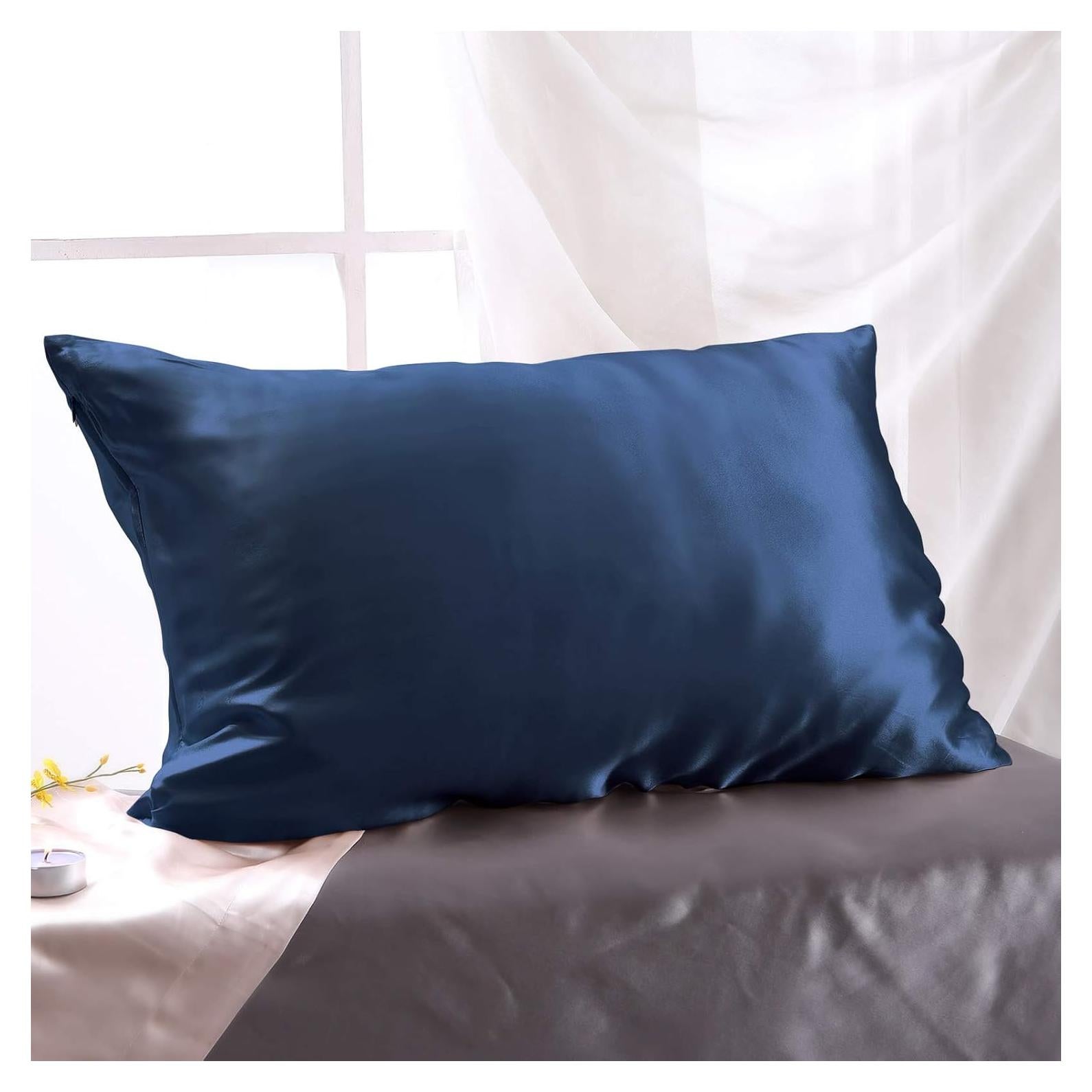 Funda de Almohada de Seda THXSILK Rey California 25 Momme Azul Marino