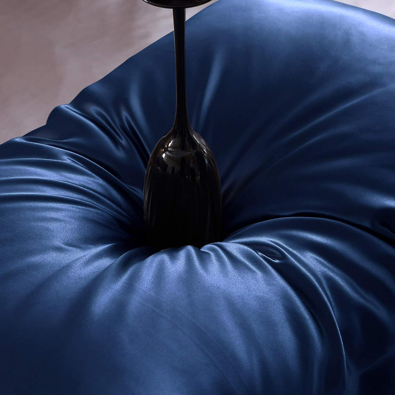 Funda de Almohada de Seda THXSILK Rey California 25 Momme Azul Marino