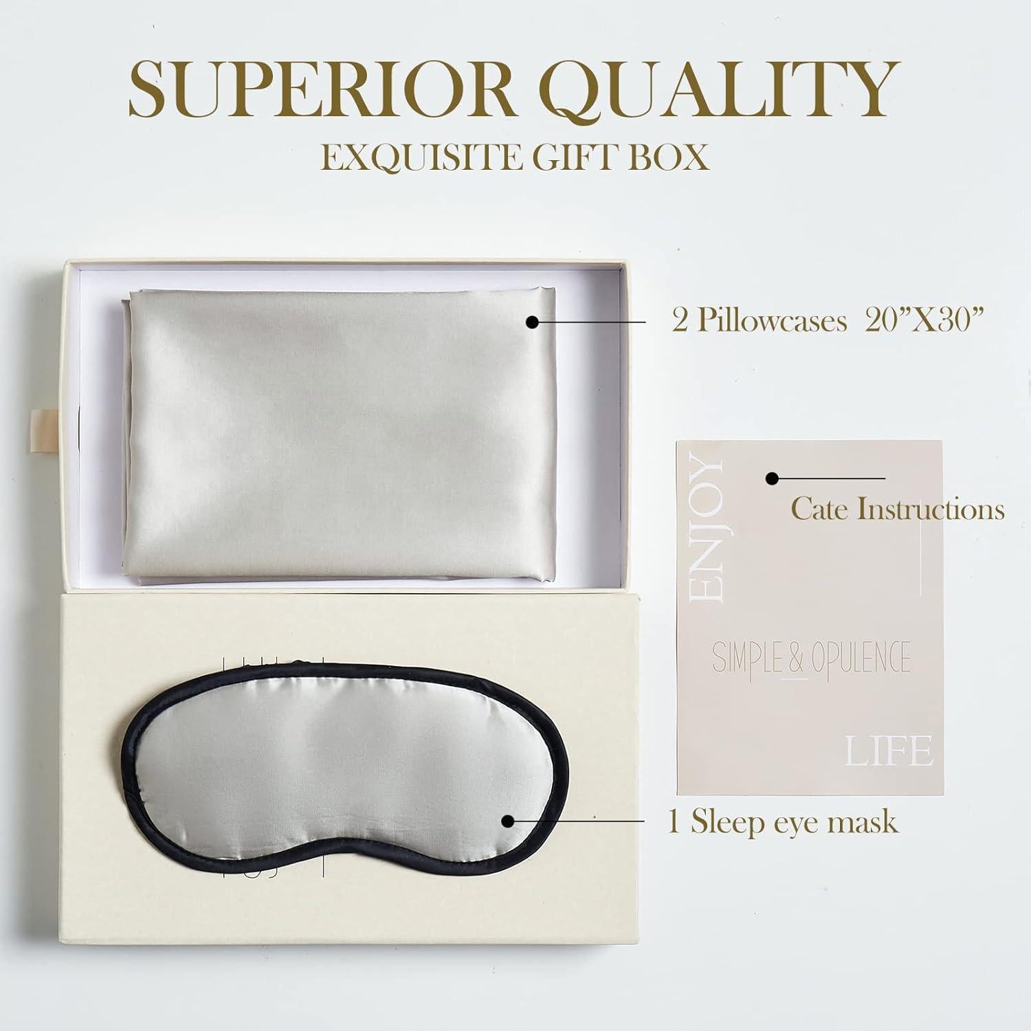 Funda de Almohada de Seda Reina Simple y Opulencia Gris Hierro