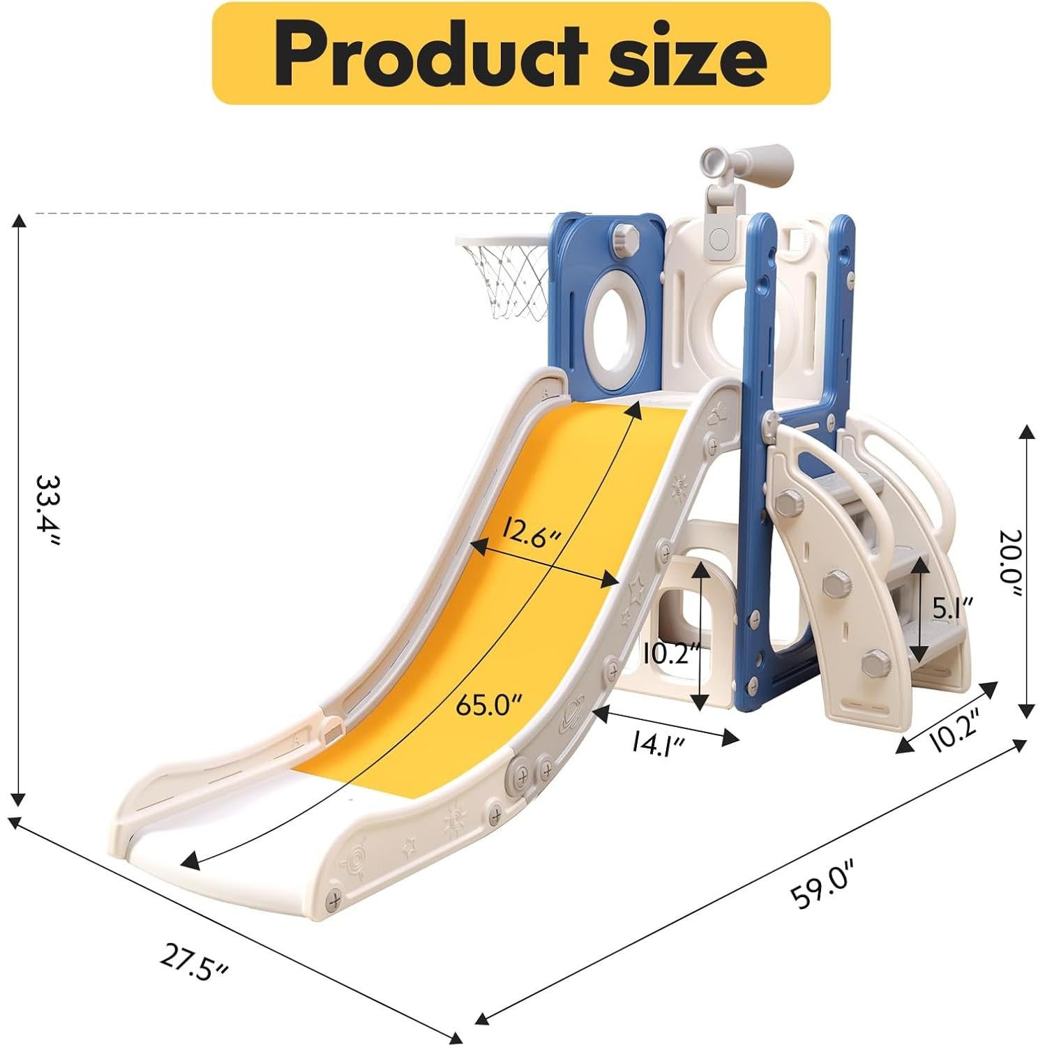 Tobogán para Niños Pequeños Baotree 150cm Azul Amarillo