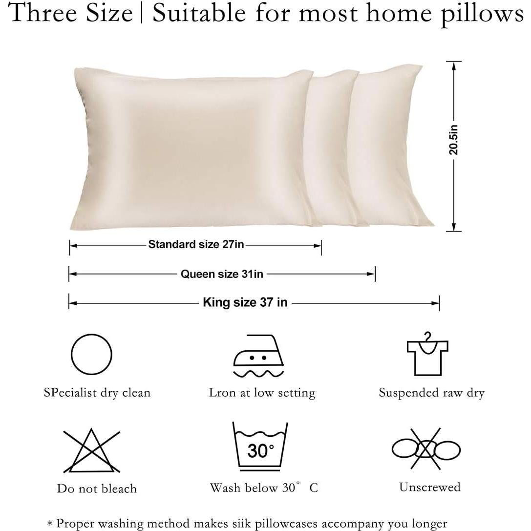 Funda de Almohada de Seda JOGJUE Queen 100% Seda Hipoalergénica