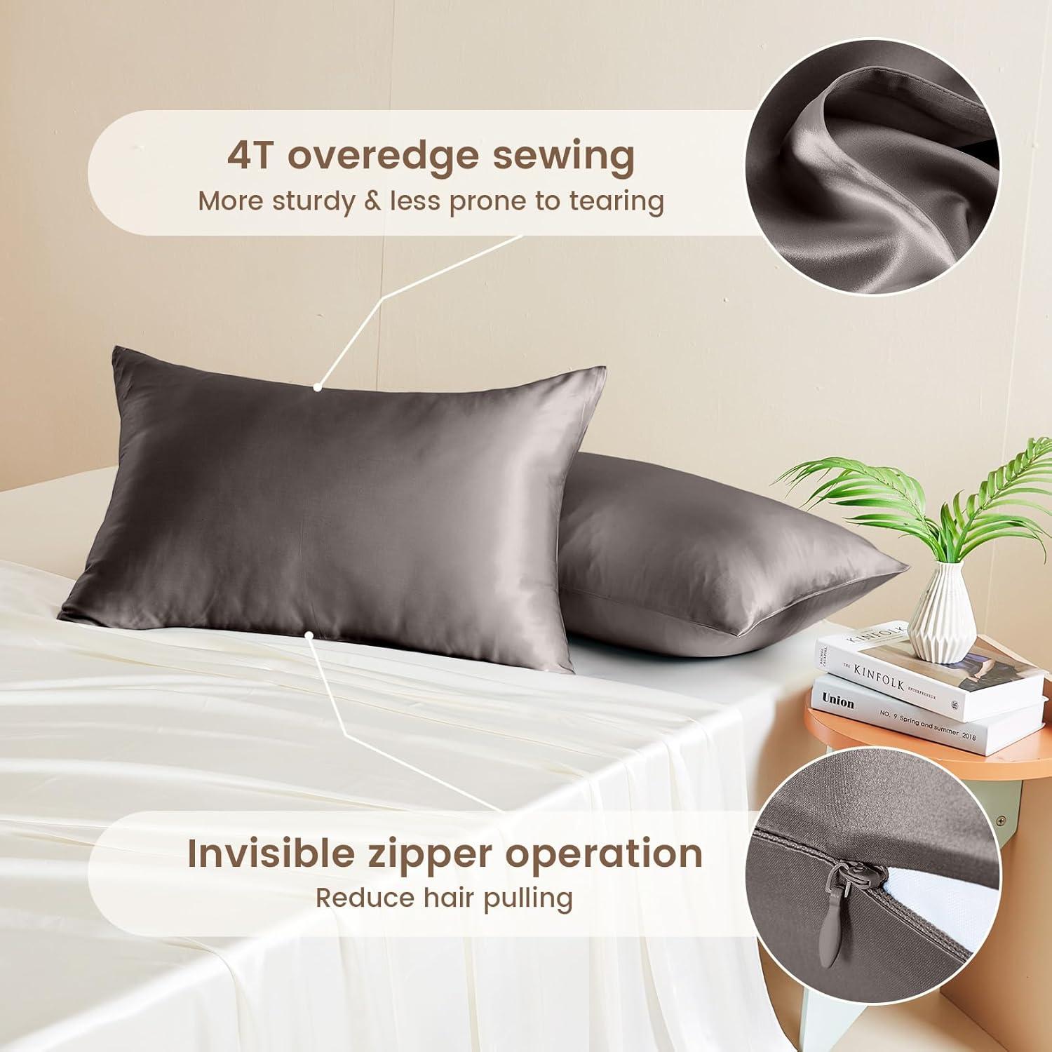 Funda de Almohada de Seda THXSILK 25 Momme Cuerpo 50.8x137.2cm Gris