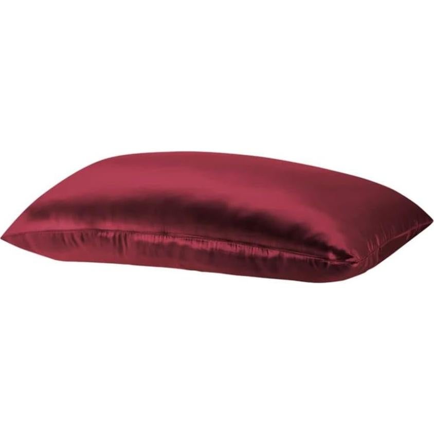 Funda de Almohada de Seda Liquid41 Rey Rojo Vino Suave y Duradera