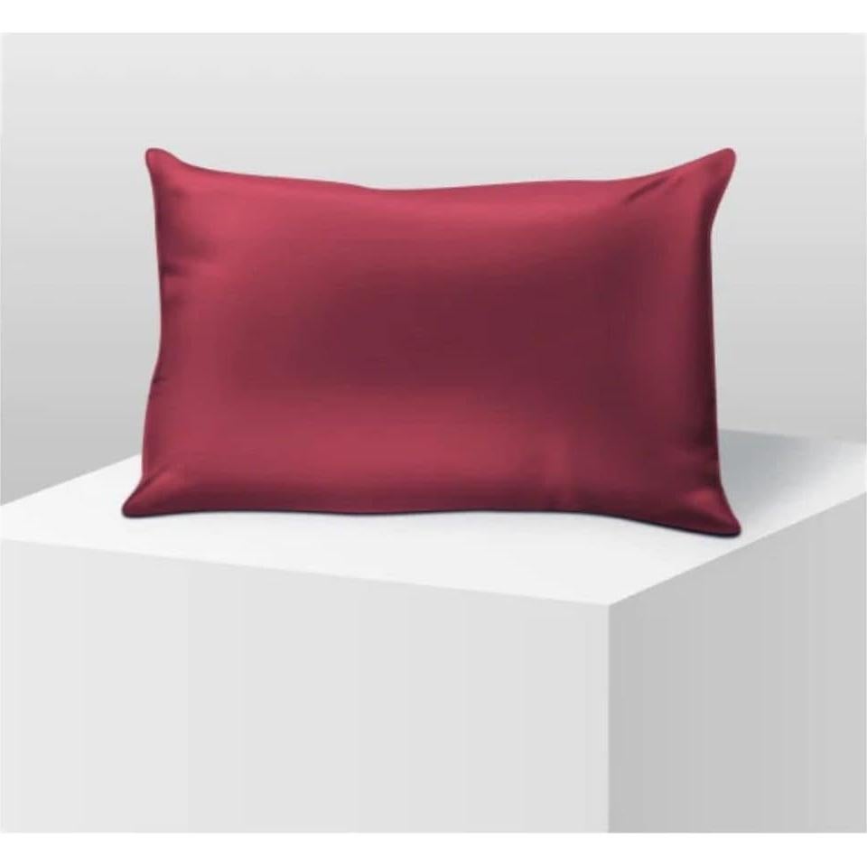 Funda de Almohada de Seda Liquid41 Rey Rojo Vino Suave y Duradera