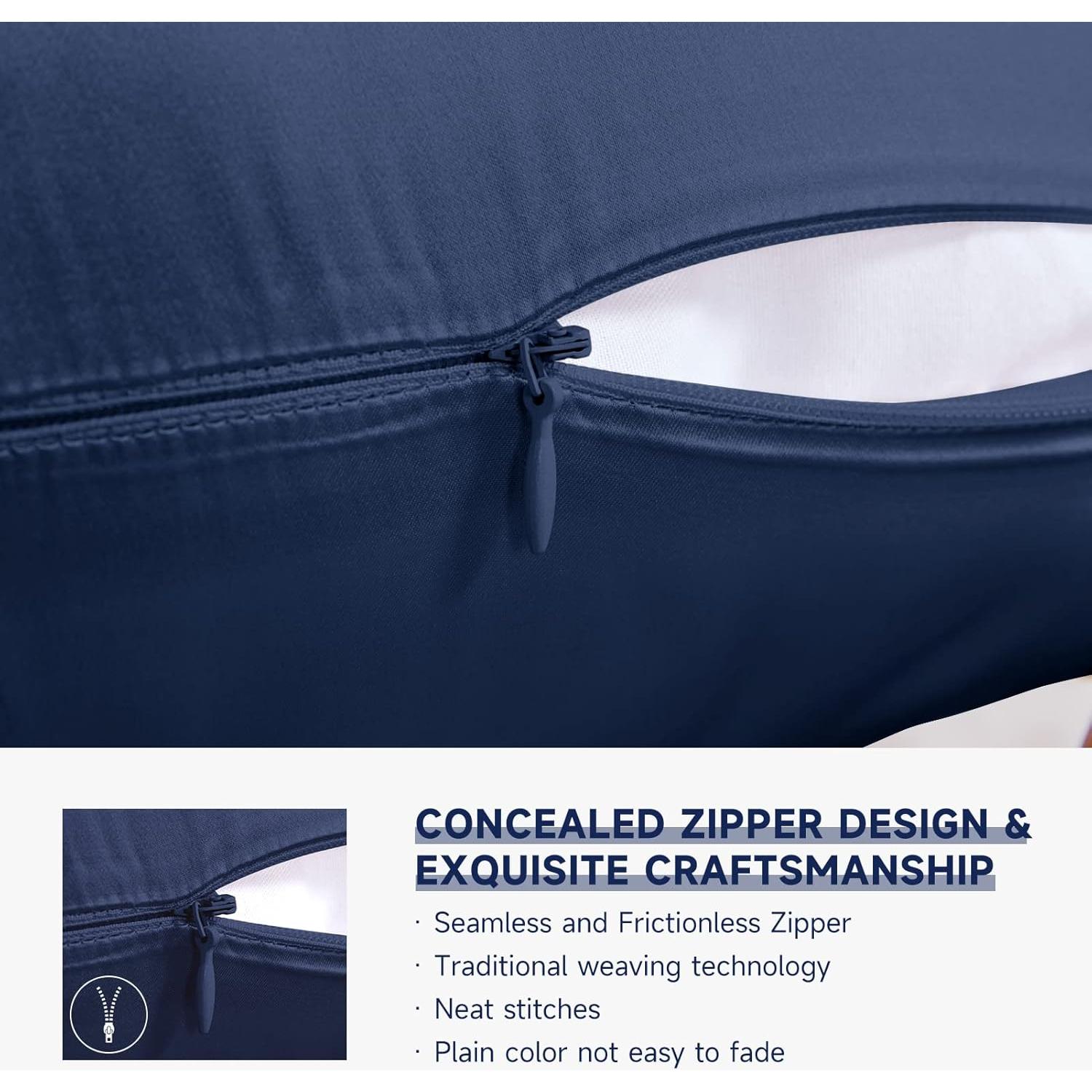 Funda de Almohada de Seda THXSILK King 25 Momme Azul Marino