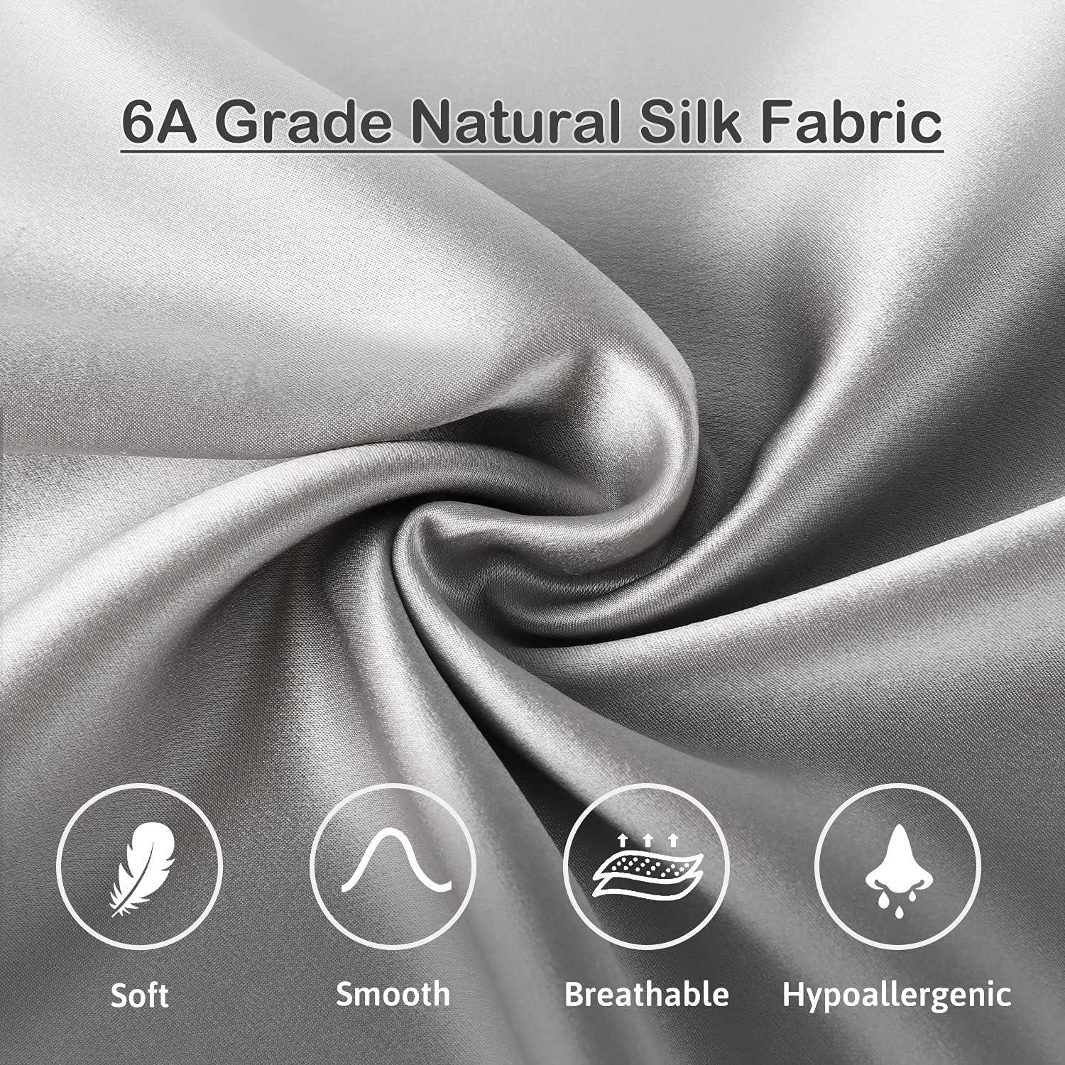 Funda de Almohada de Seda ATreebag 33x46 cm Gris Plateado