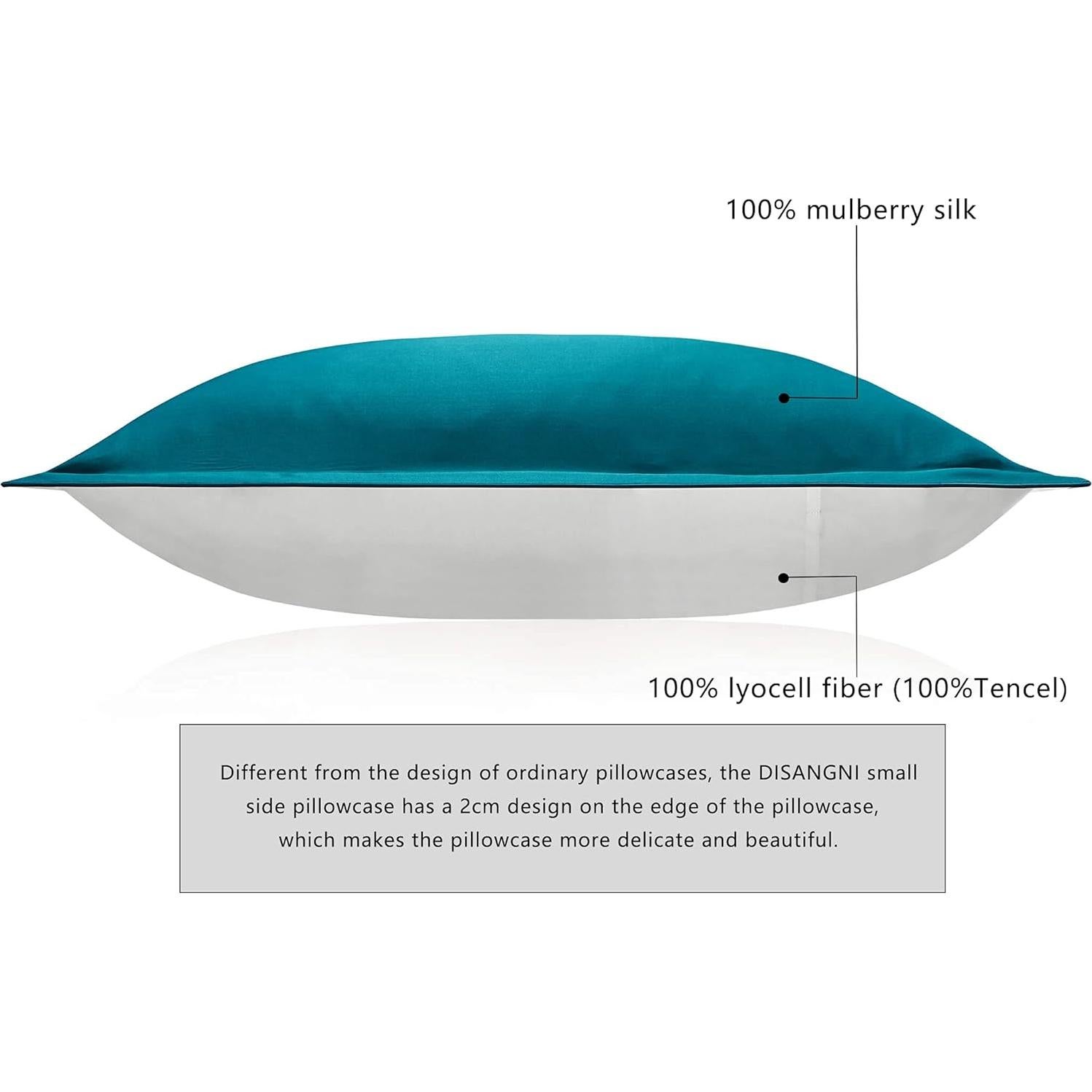 Funda de Almohada de Seda DISANGNI Reina 50x75cm Verde Azulado