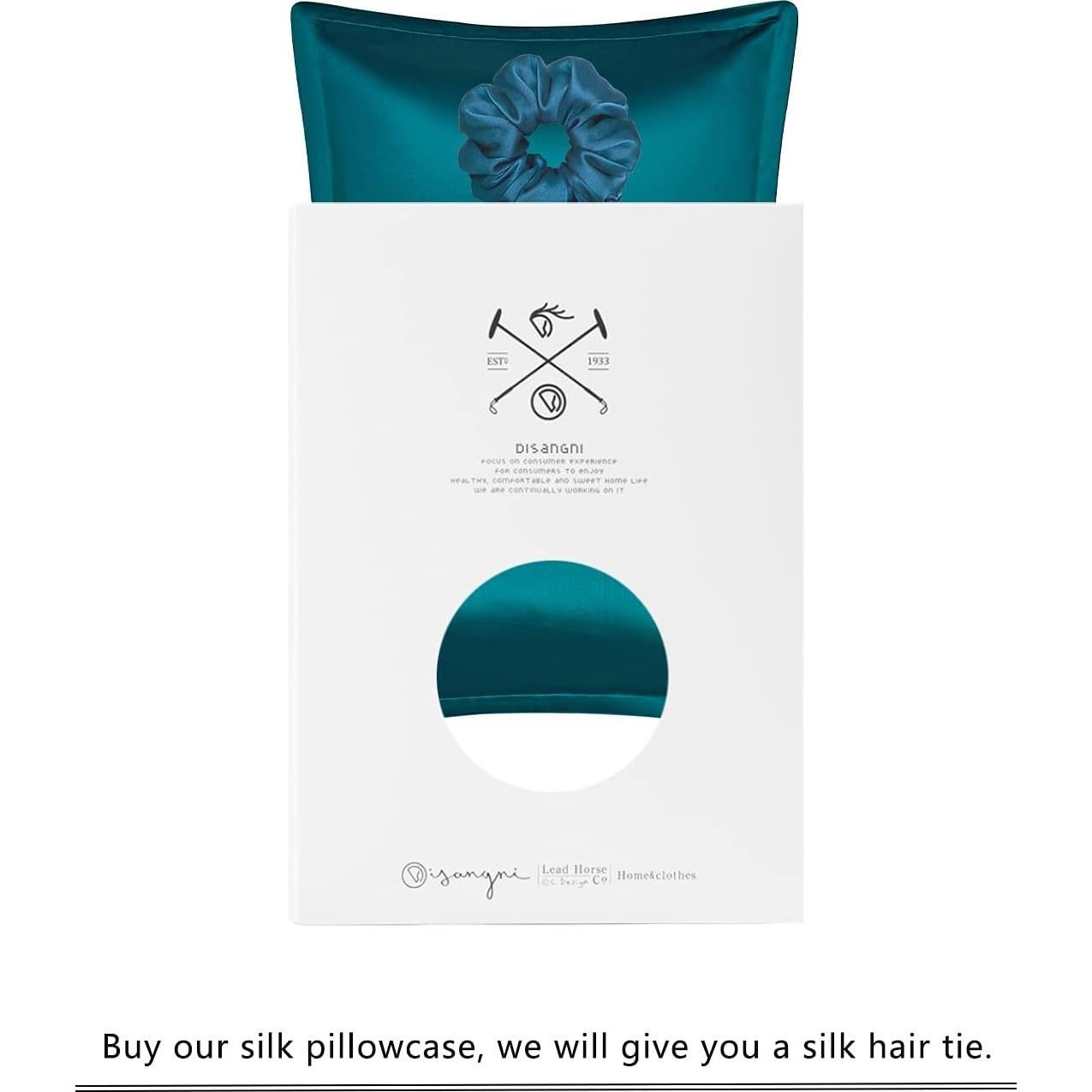 Funda de Almohada de Seda DISANGNI Reina 50x75cm Verde Azulado