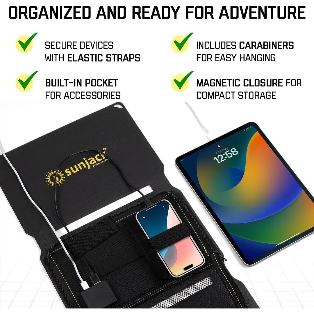 Panel Solar Plegable SunJack 25W Impermeable + 2 Baterías 10000mAh