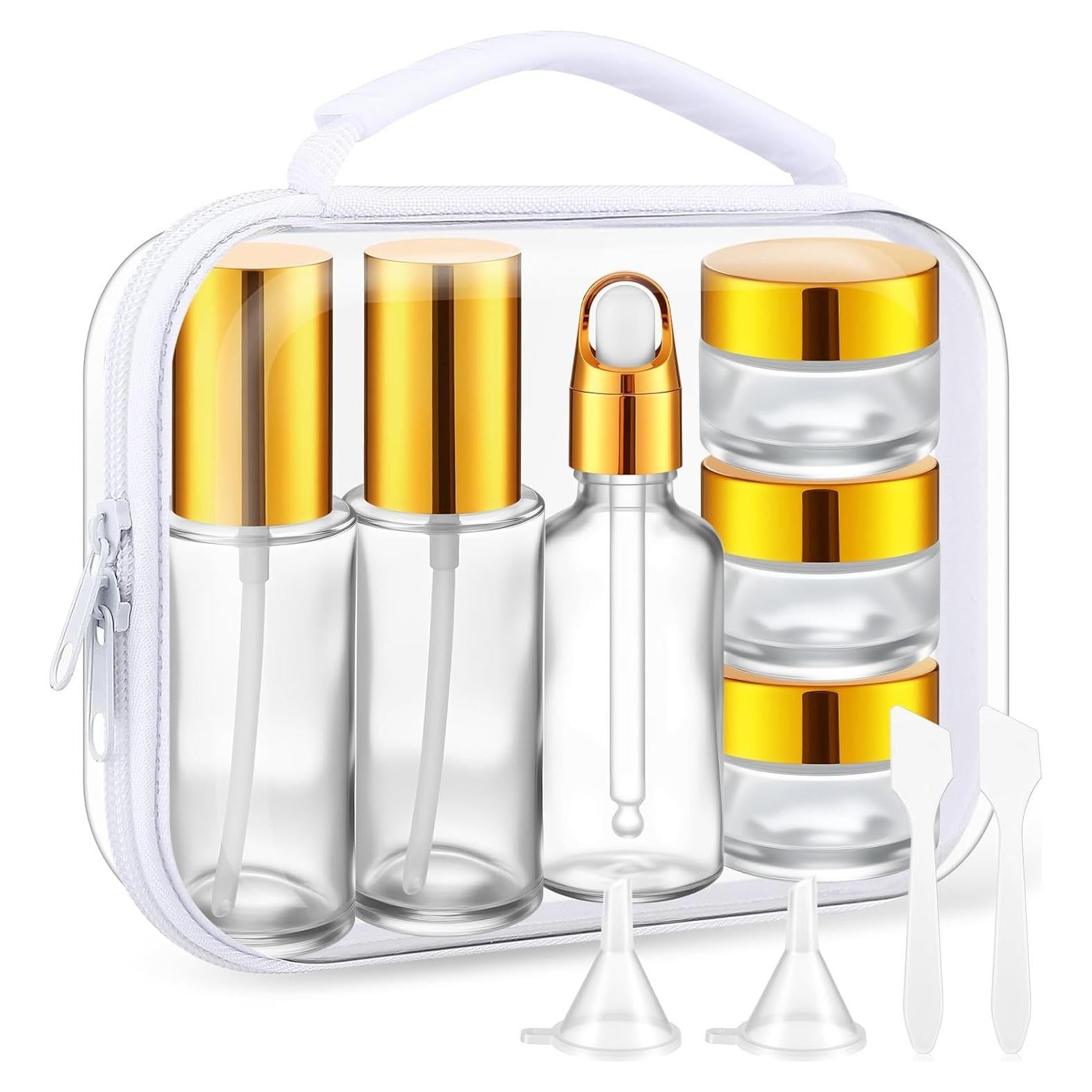 Set de Botellas de Viaje de Vidrio Qiyaz 11 Pcs con Estuche