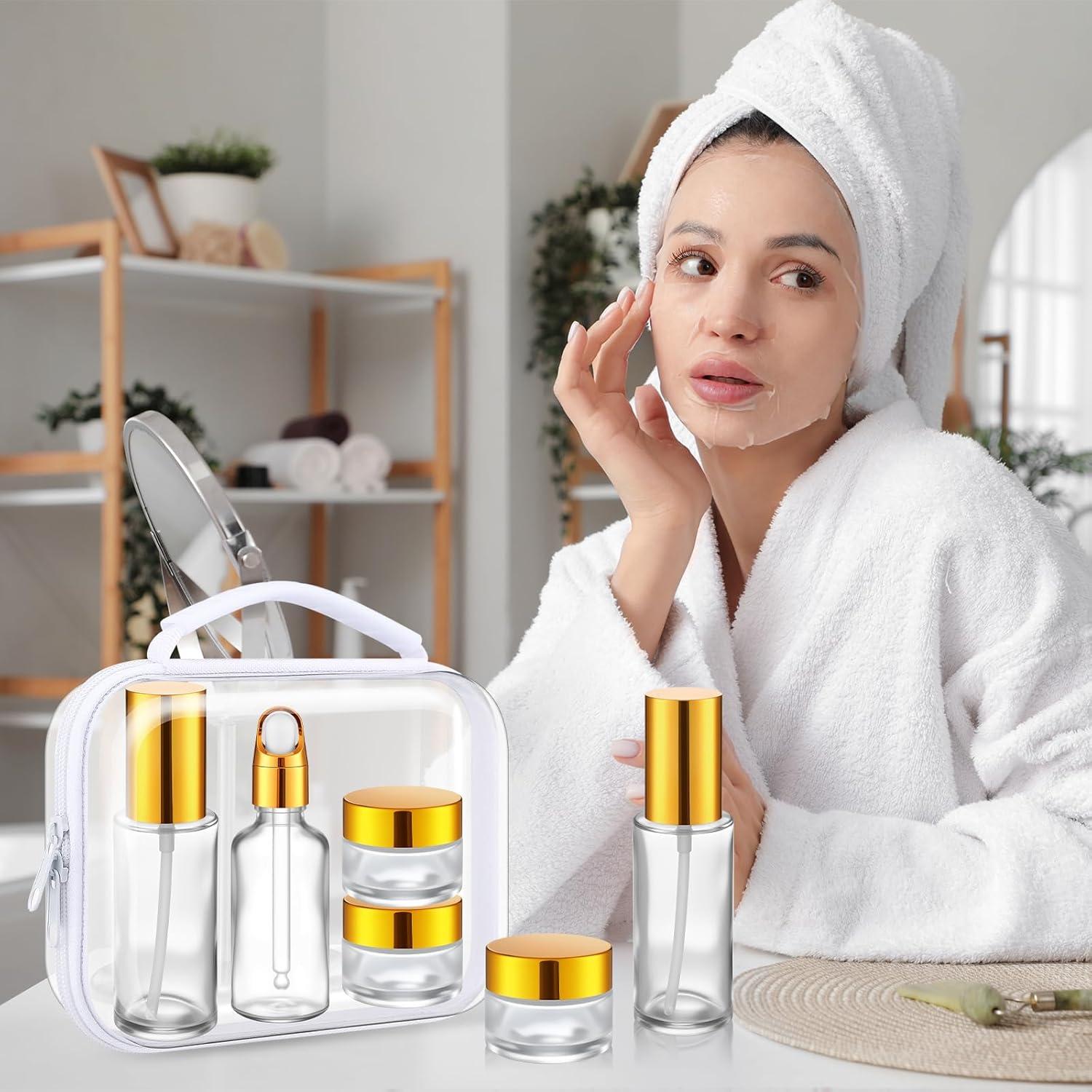 Set de Botellas de Viaje de Vidrio Qiyaz 11 Pcs con Estuche