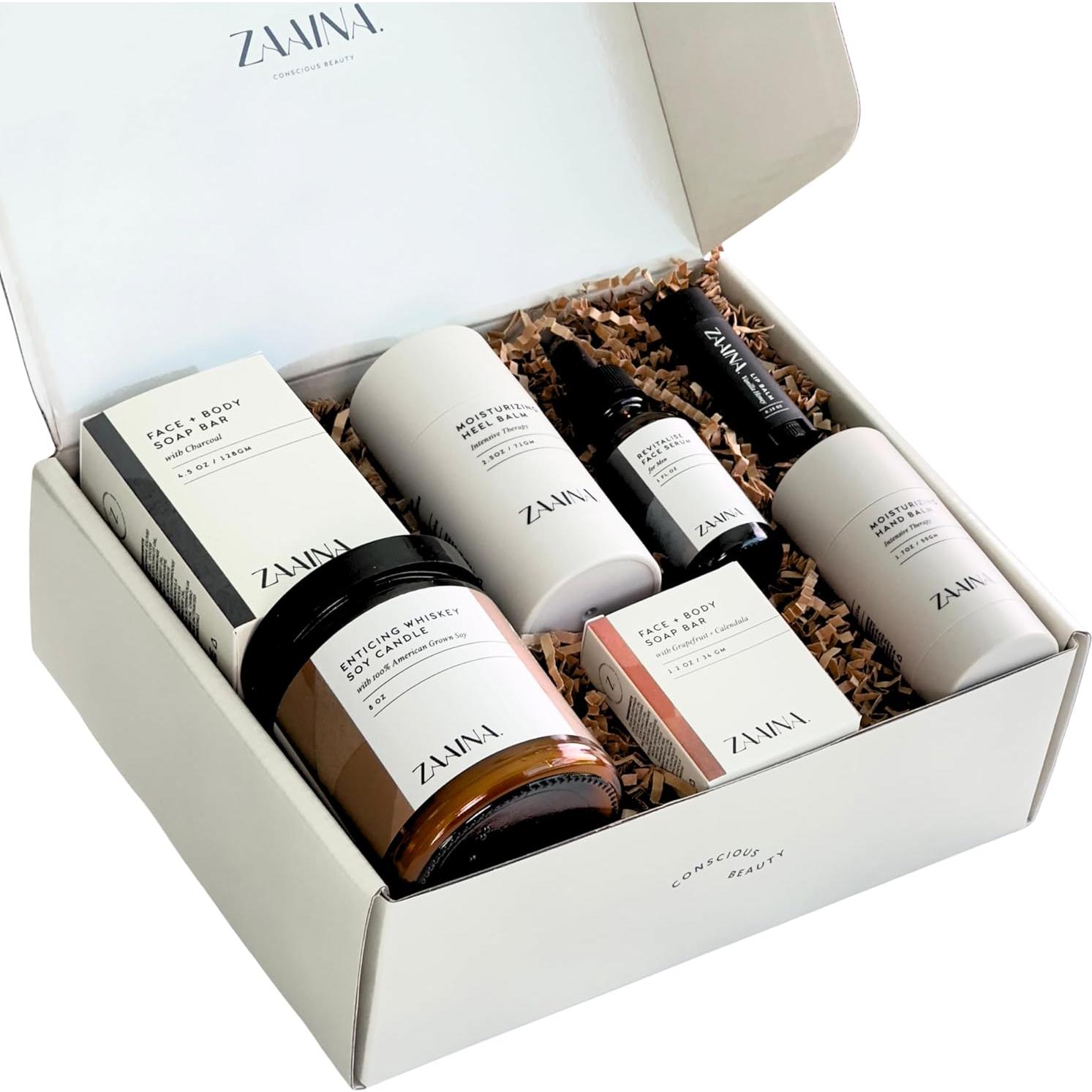 Kit de Cuidado Personal para Hombres ZAAINA con Vela de Whisky